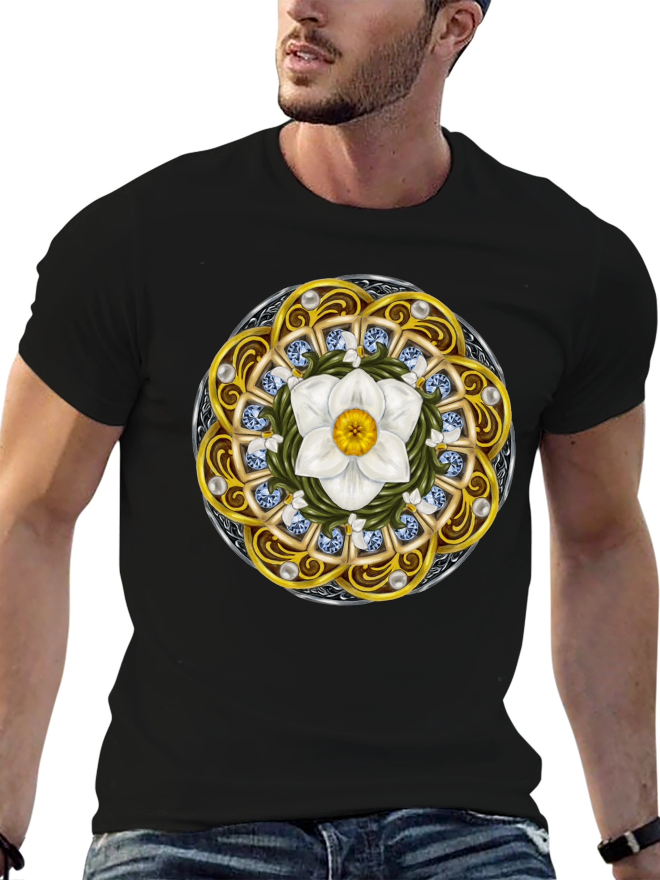 Ornamental Flower Mandala Graphic T-Shirt