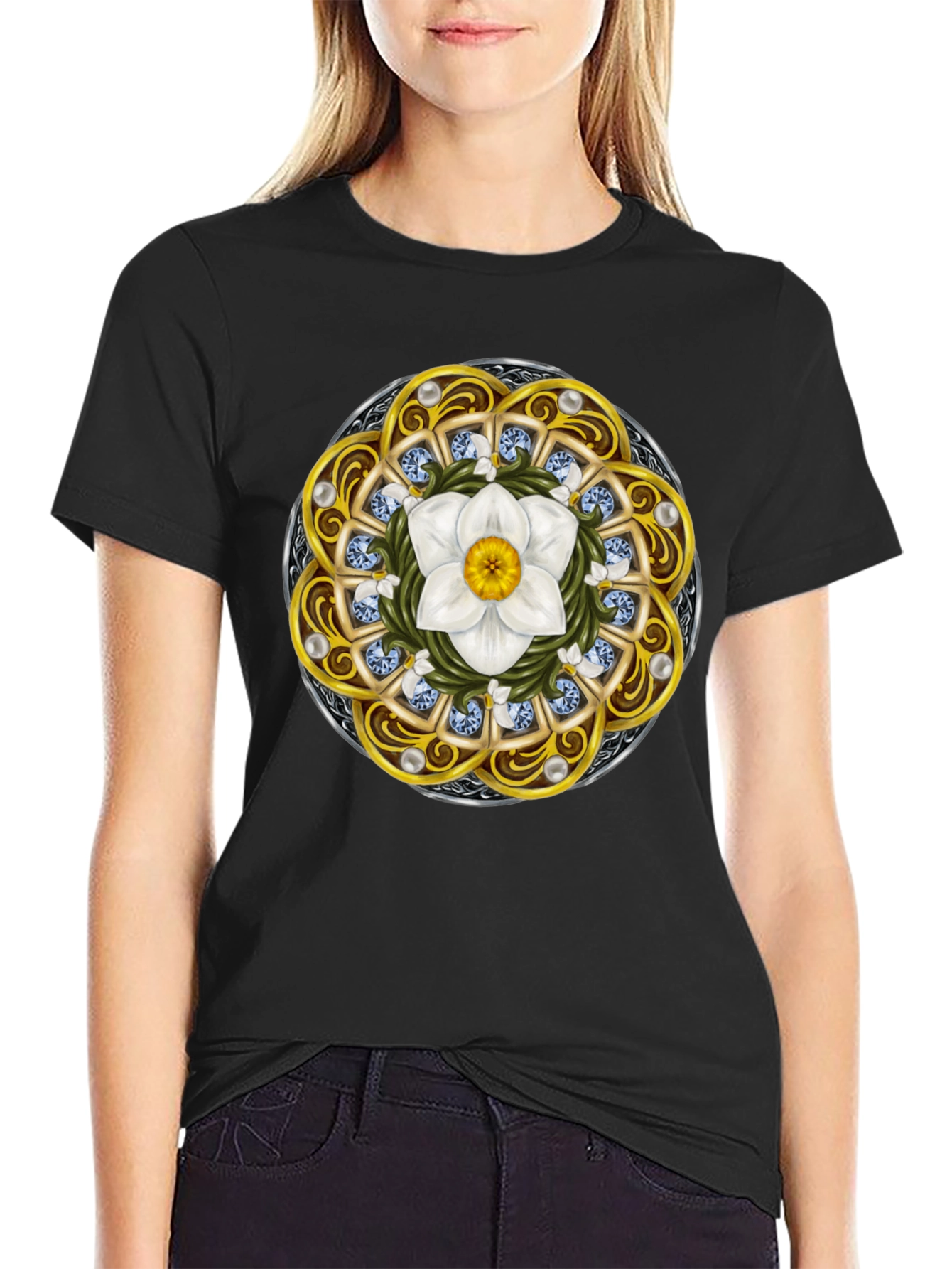 Ornamental Flower Mandala Graphic T-Shirt