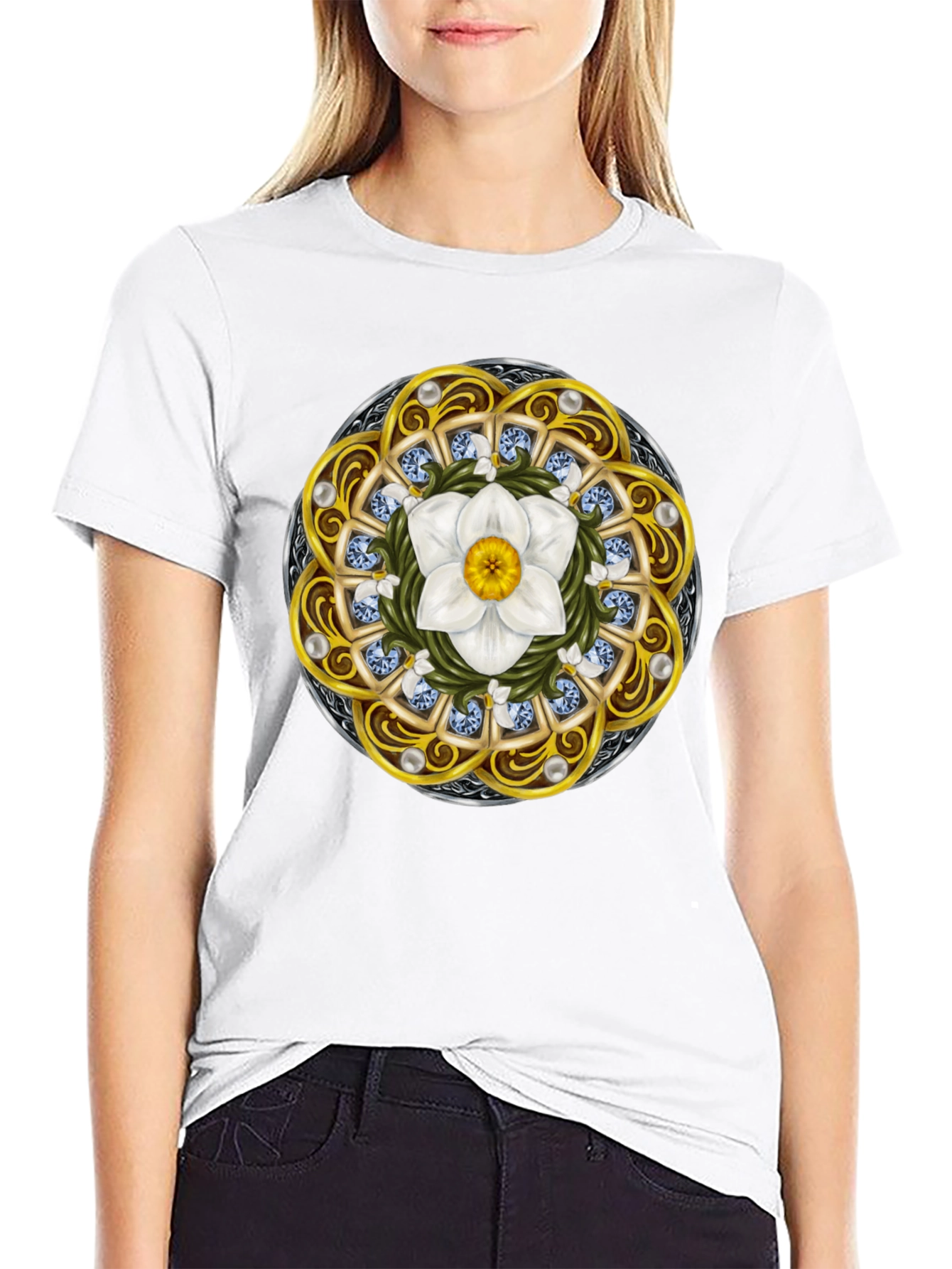 Ornamental Flower Mandala Graphic T-Shirt
