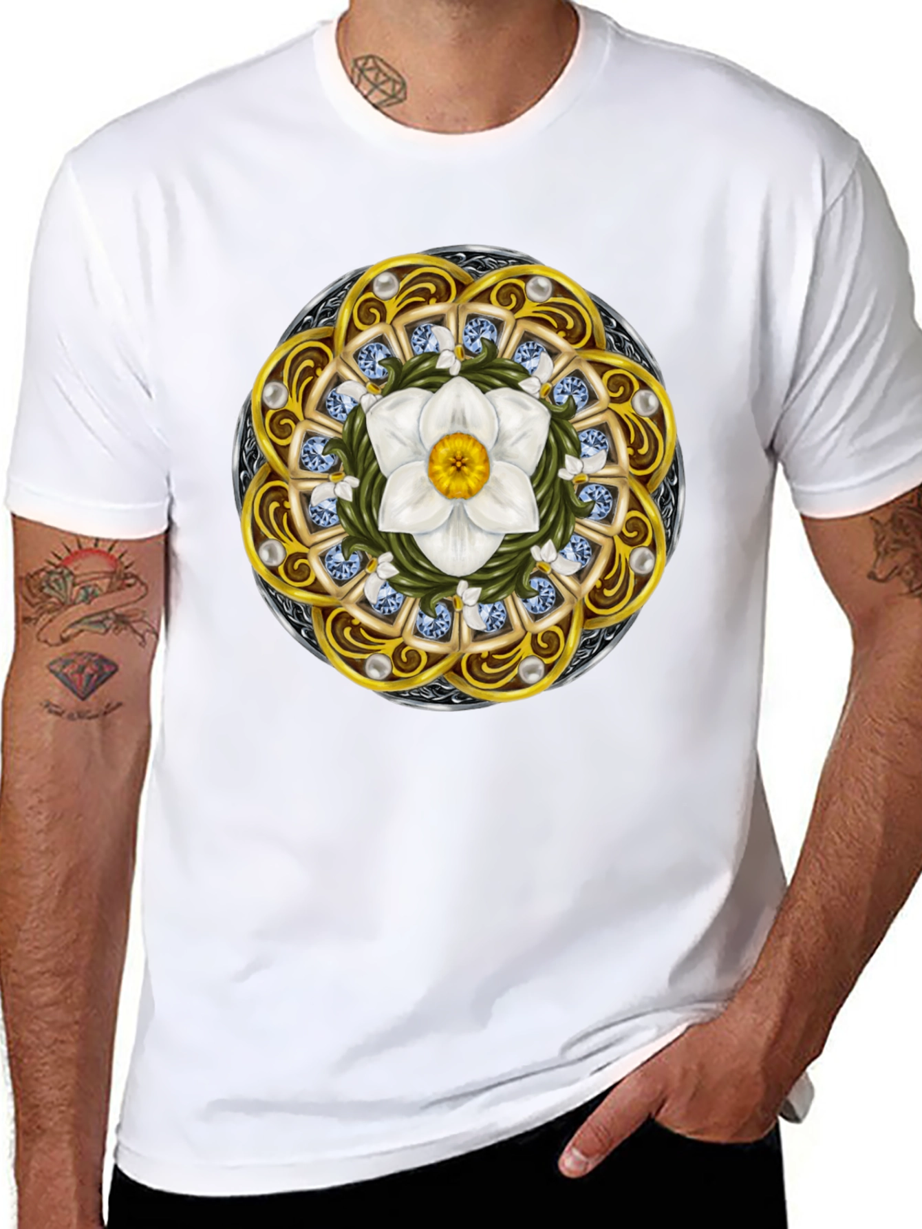 Ornamental Flower Mandala Graphic T-Shirt