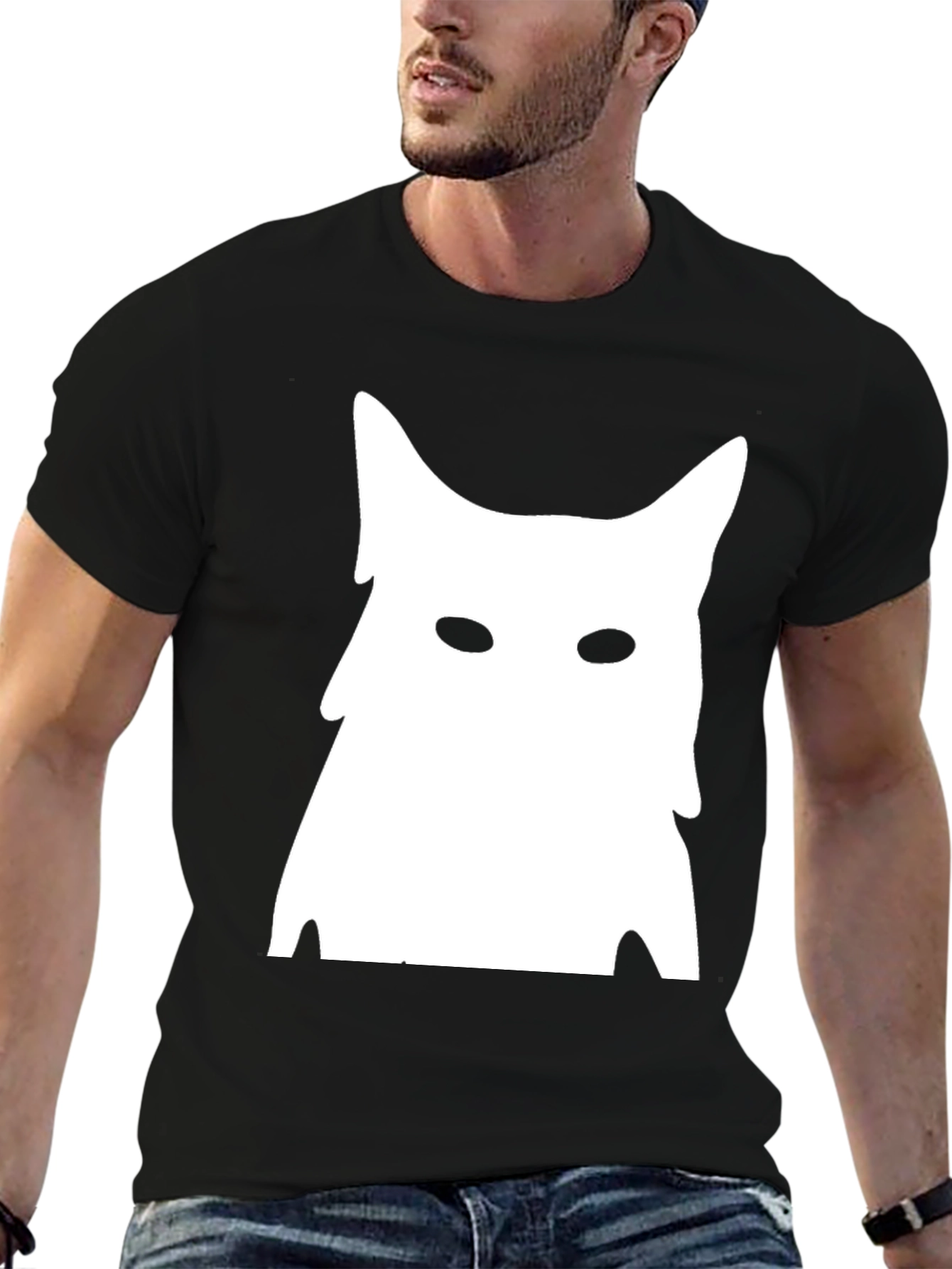 Abstract Cat Graphic Tee - Black