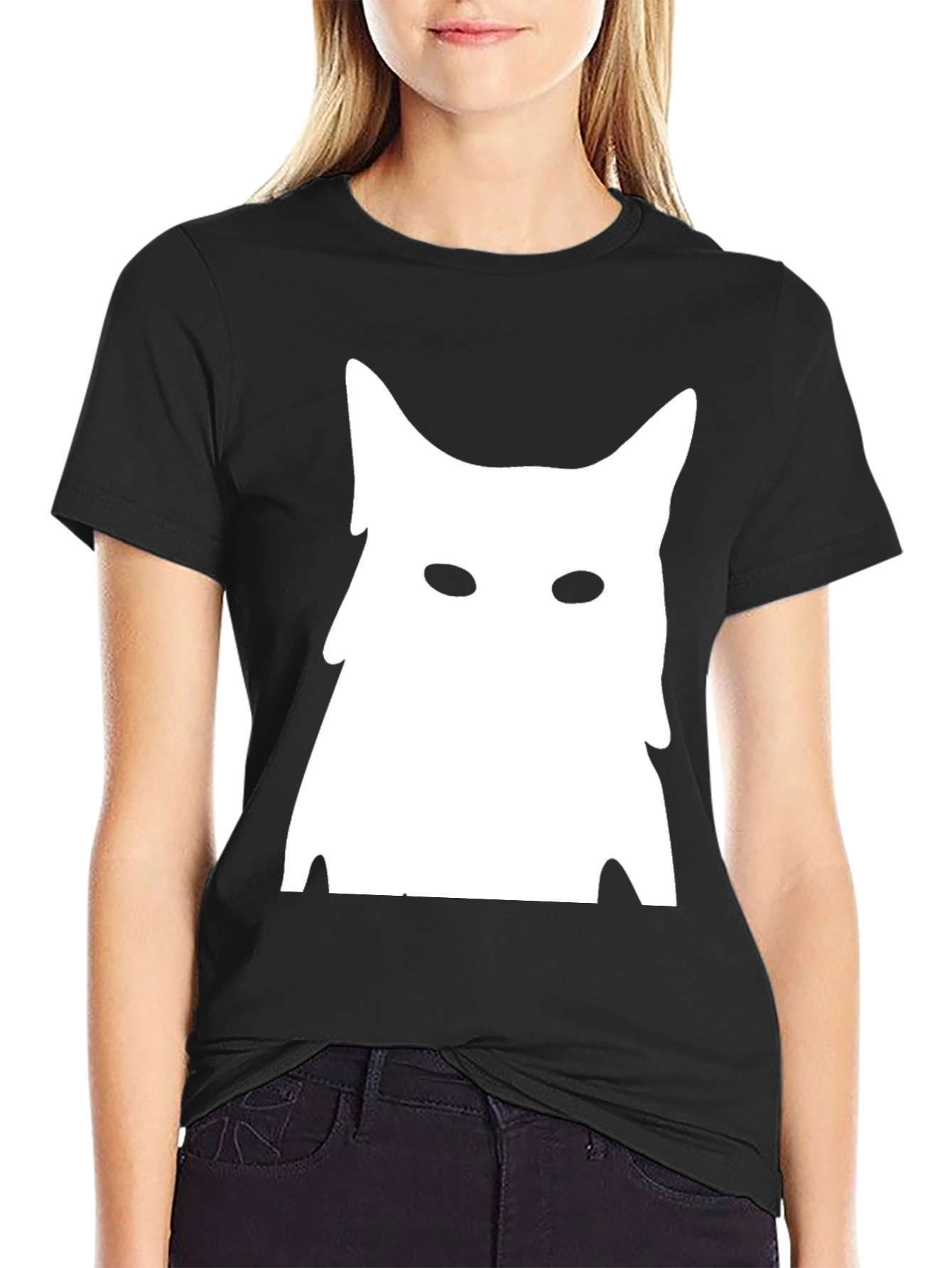Abstract Cat Graphic Tee - Black