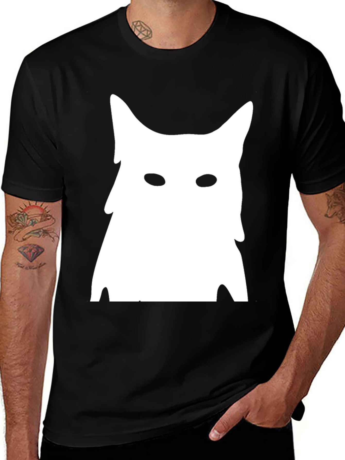 Abstract Cat Graphic Tee - Black