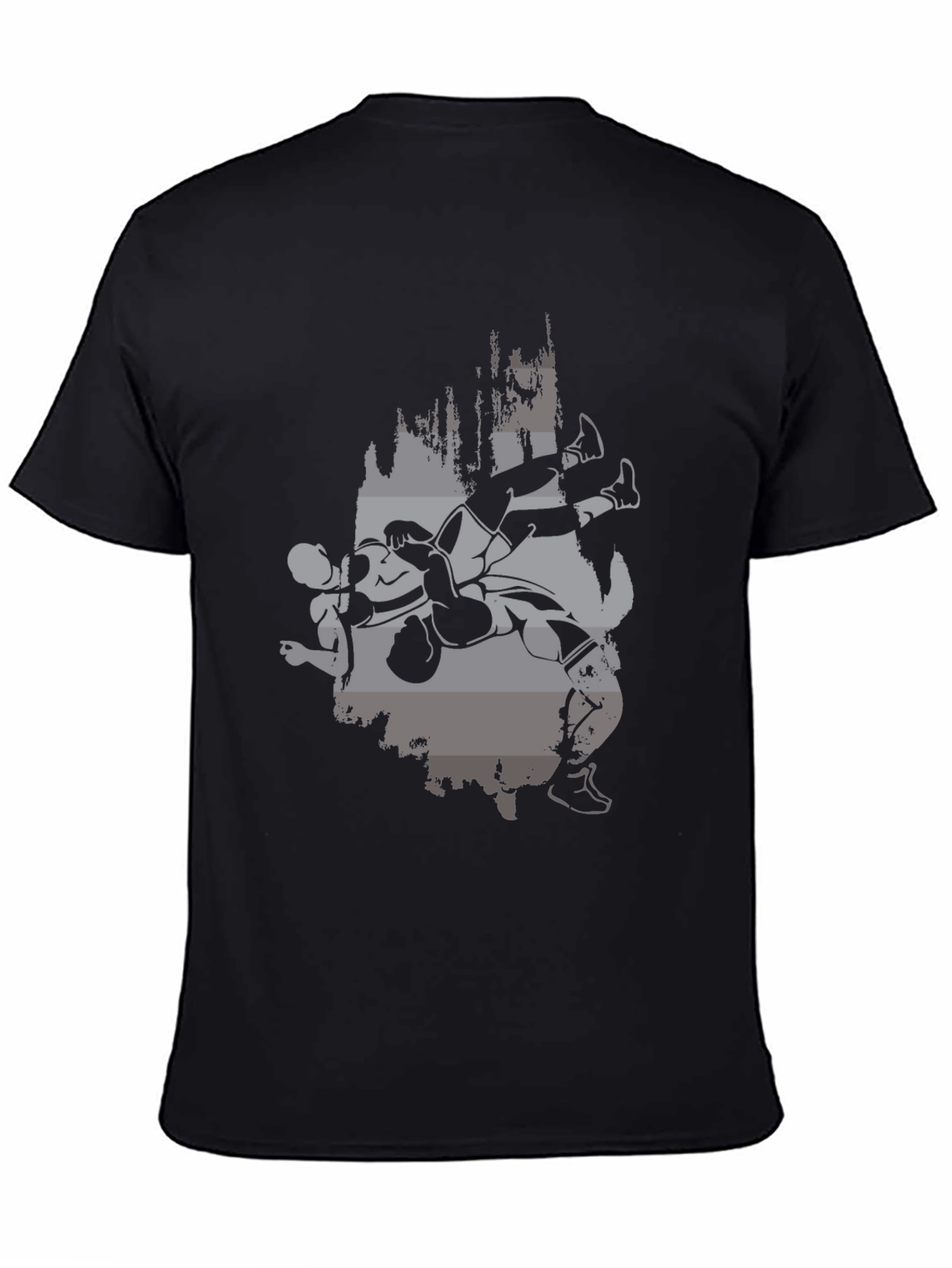 Wrestling Graphic Print Black T-Shirt
