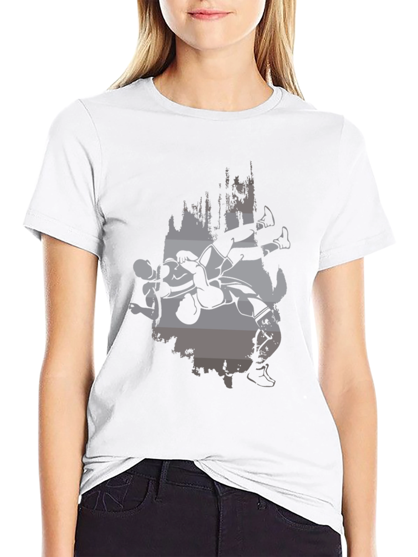 Wrestling Graphic Print Black T-Shirt