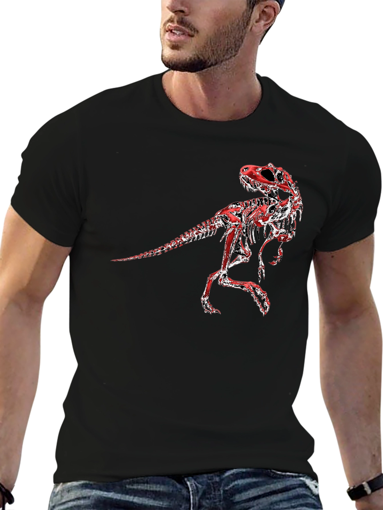 Dinosaur Skeleton Graphic Tee - Black