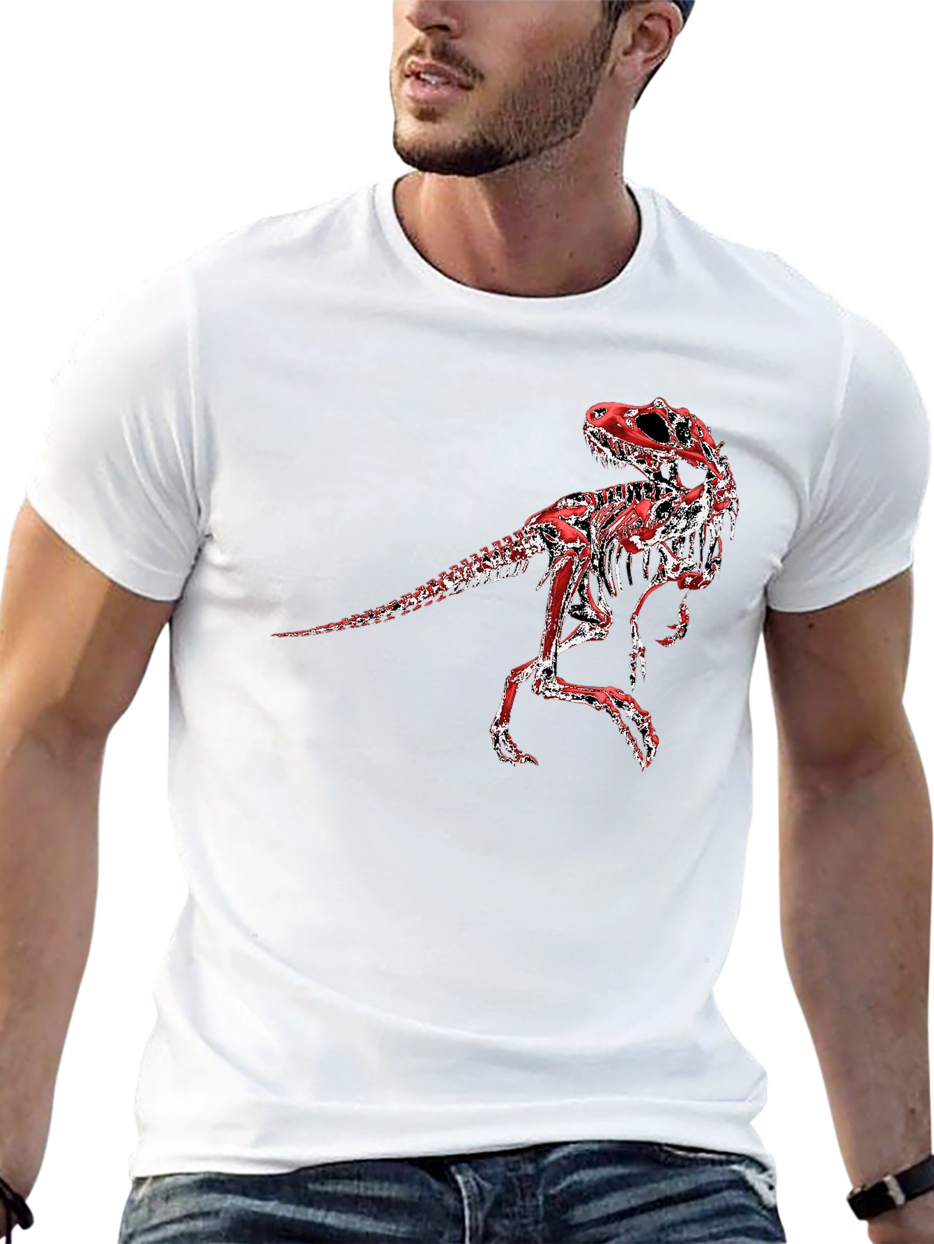 Dinosaur Skeleton Graphic Tee - Black
