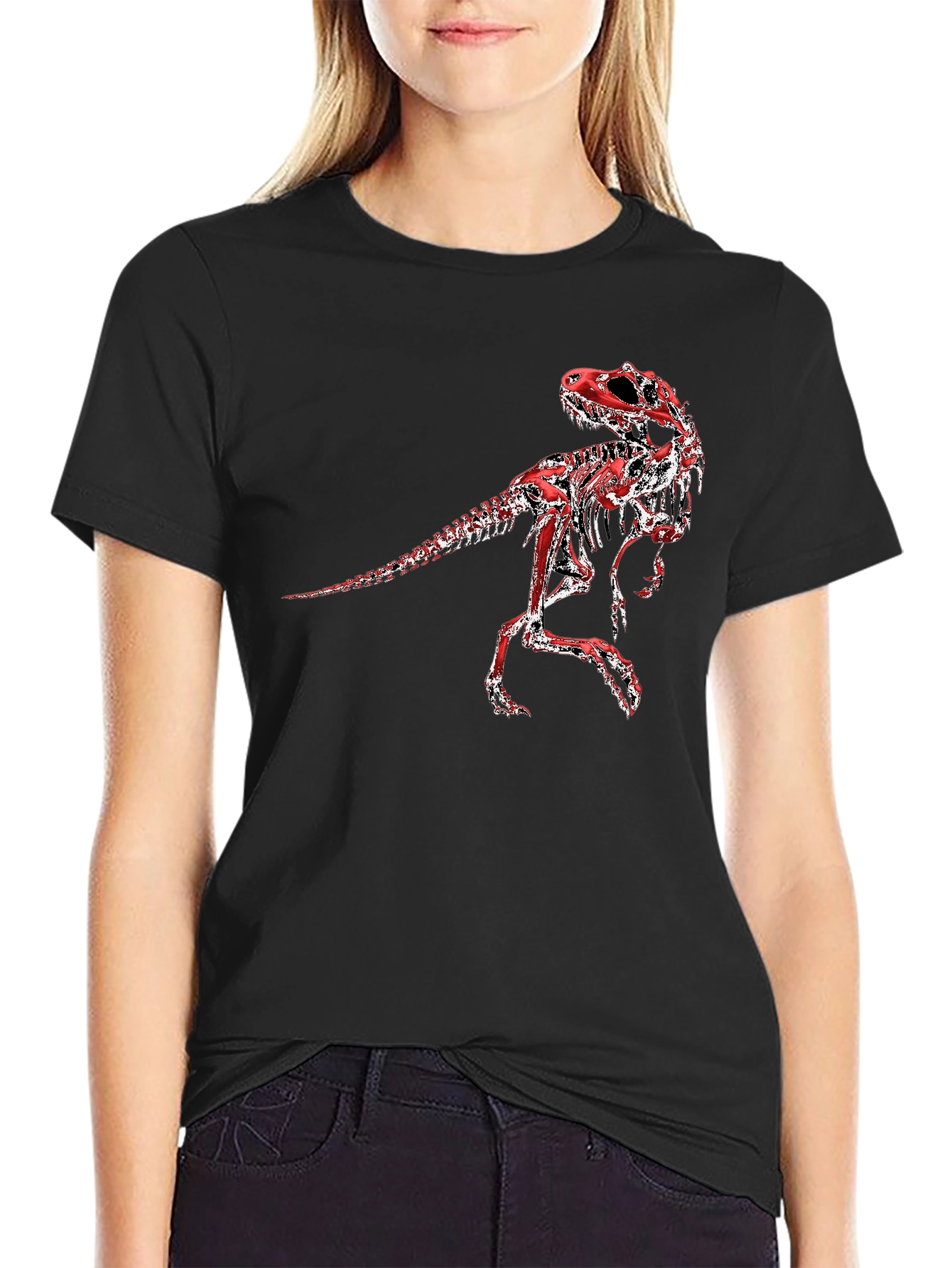 Dinosaur Skeleton Graphic Tee - Black