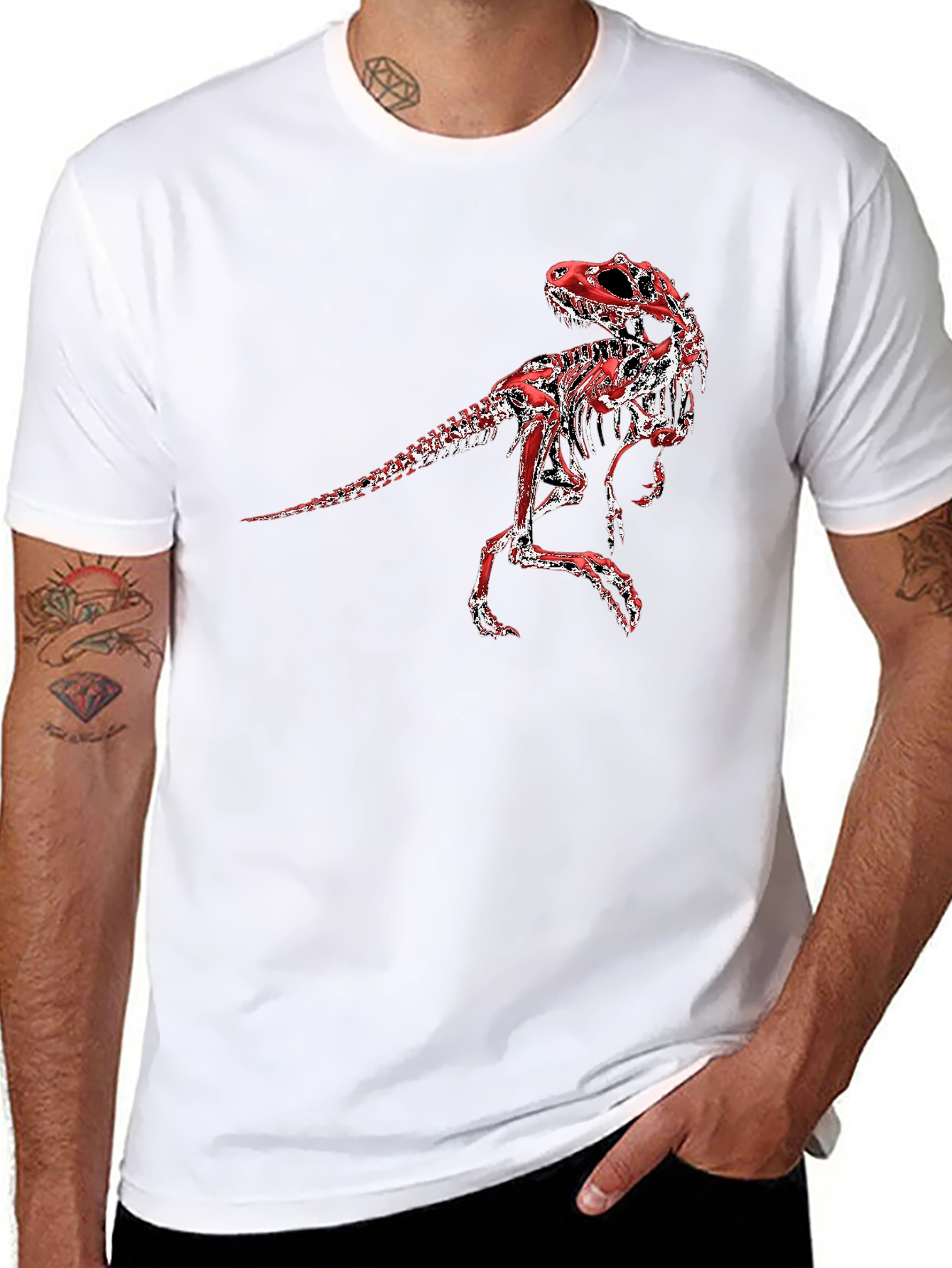 Dinosaur Skeleton Graphic Tee - Black