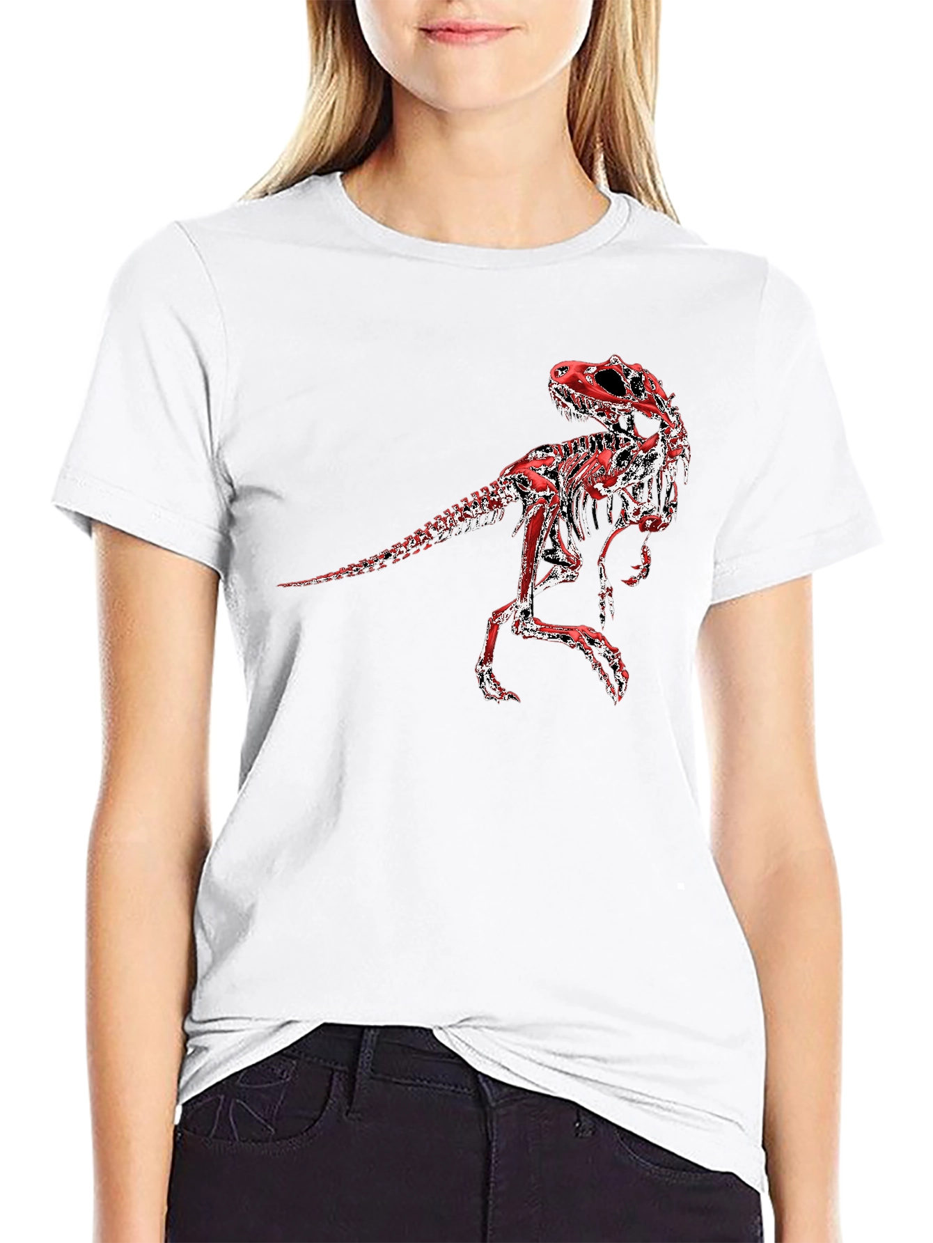 Dinosaur Skeleton Graphic Tee - Black