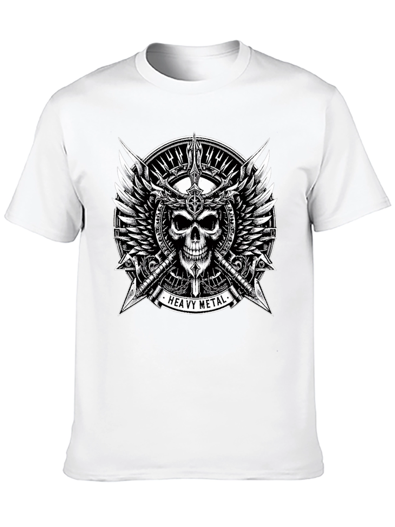 Heavy Metal Skull & Wings Black T-Shirt