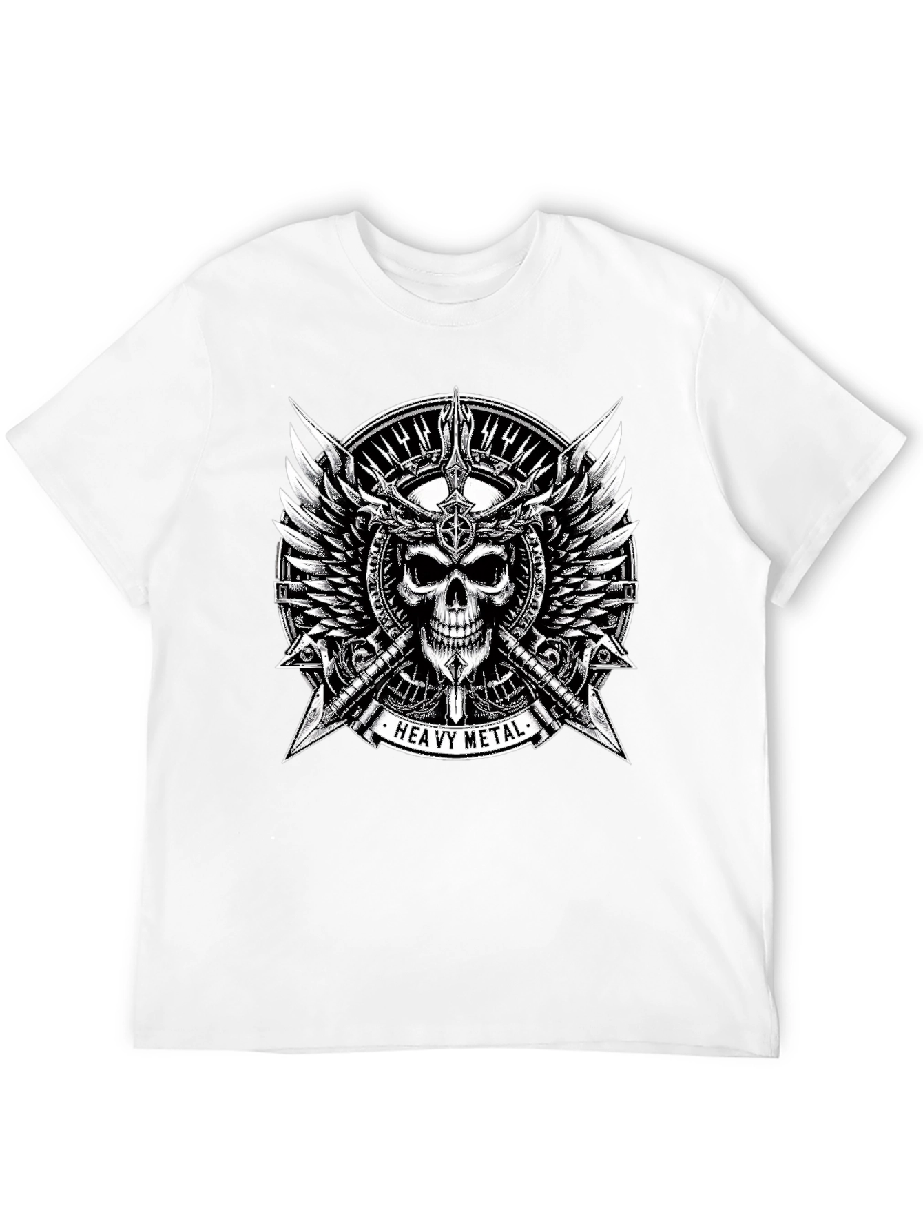 Heavy Metal Skull & Wings Black T-Shirt