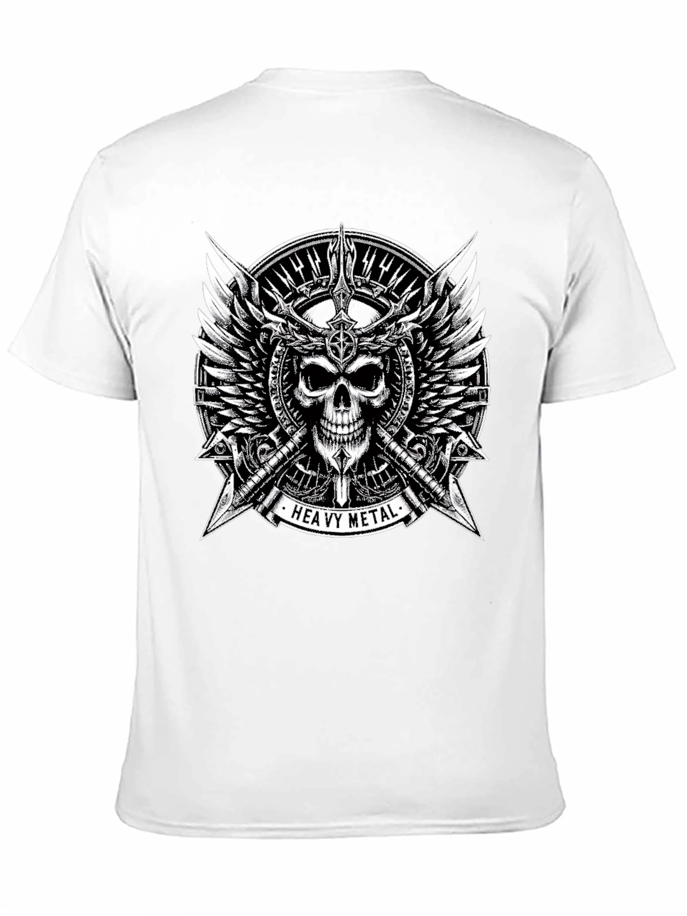 Heavy Metal Skull & Wings Black T-Shirt