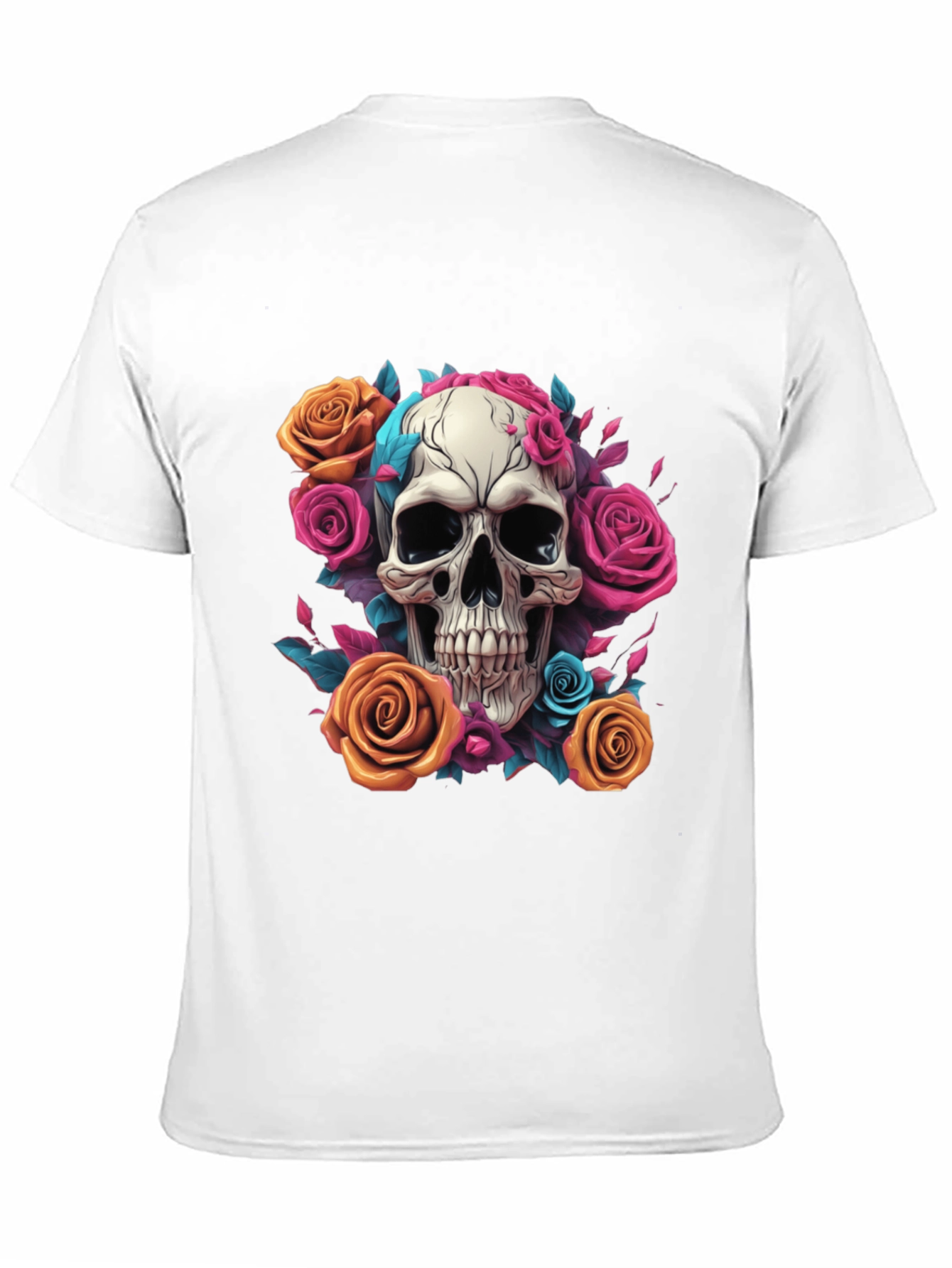 Skull & Roses Graphic Tee - Black Cotton Shirt
