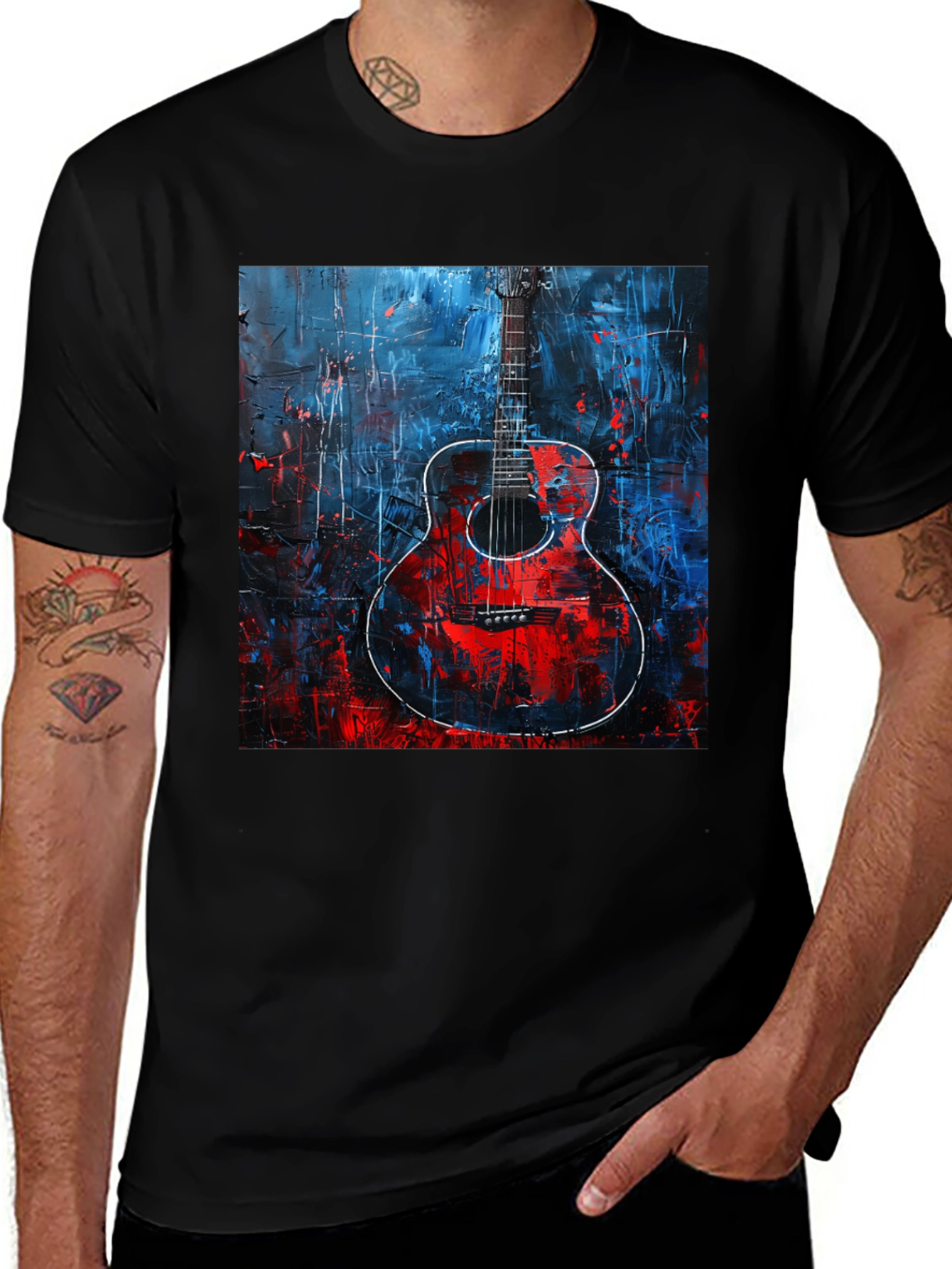 Abstract Guitar Graphic Tee - Unisex Soft Cotton T-Shirt