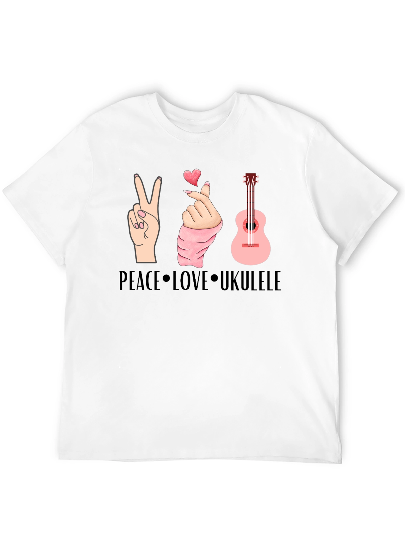 Peace Love Ukulele Graphic T-Shirt