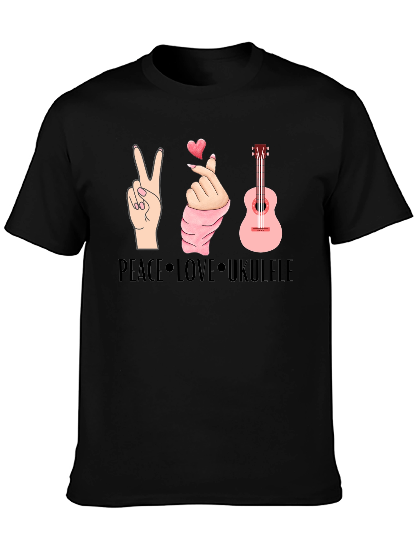 Peace Love Ukulele Graphic T-Shirt