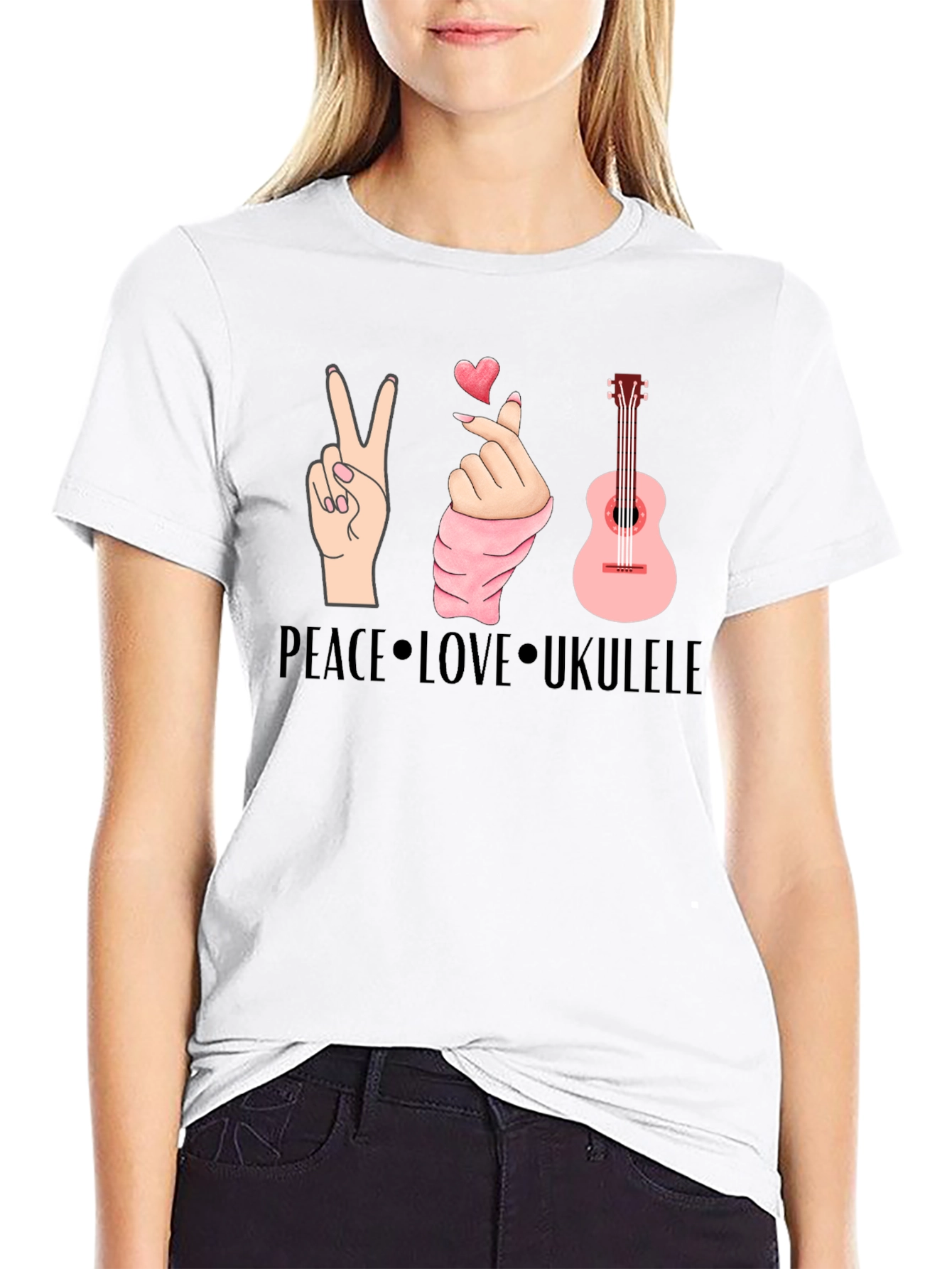 Peace Love Ukulele Graphic T-Shirt
