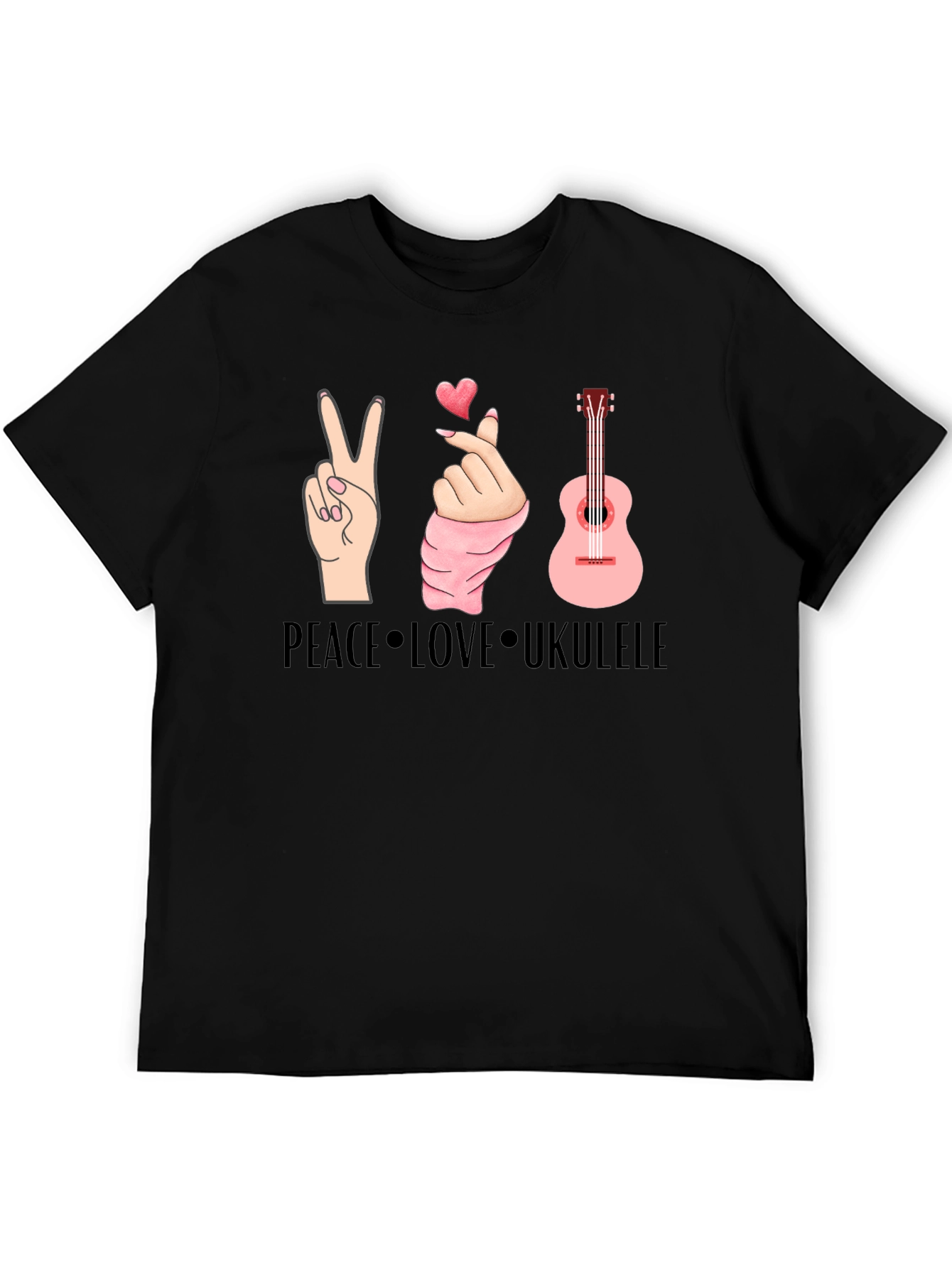 Peace Love Ukulele Graphic T-Shirt