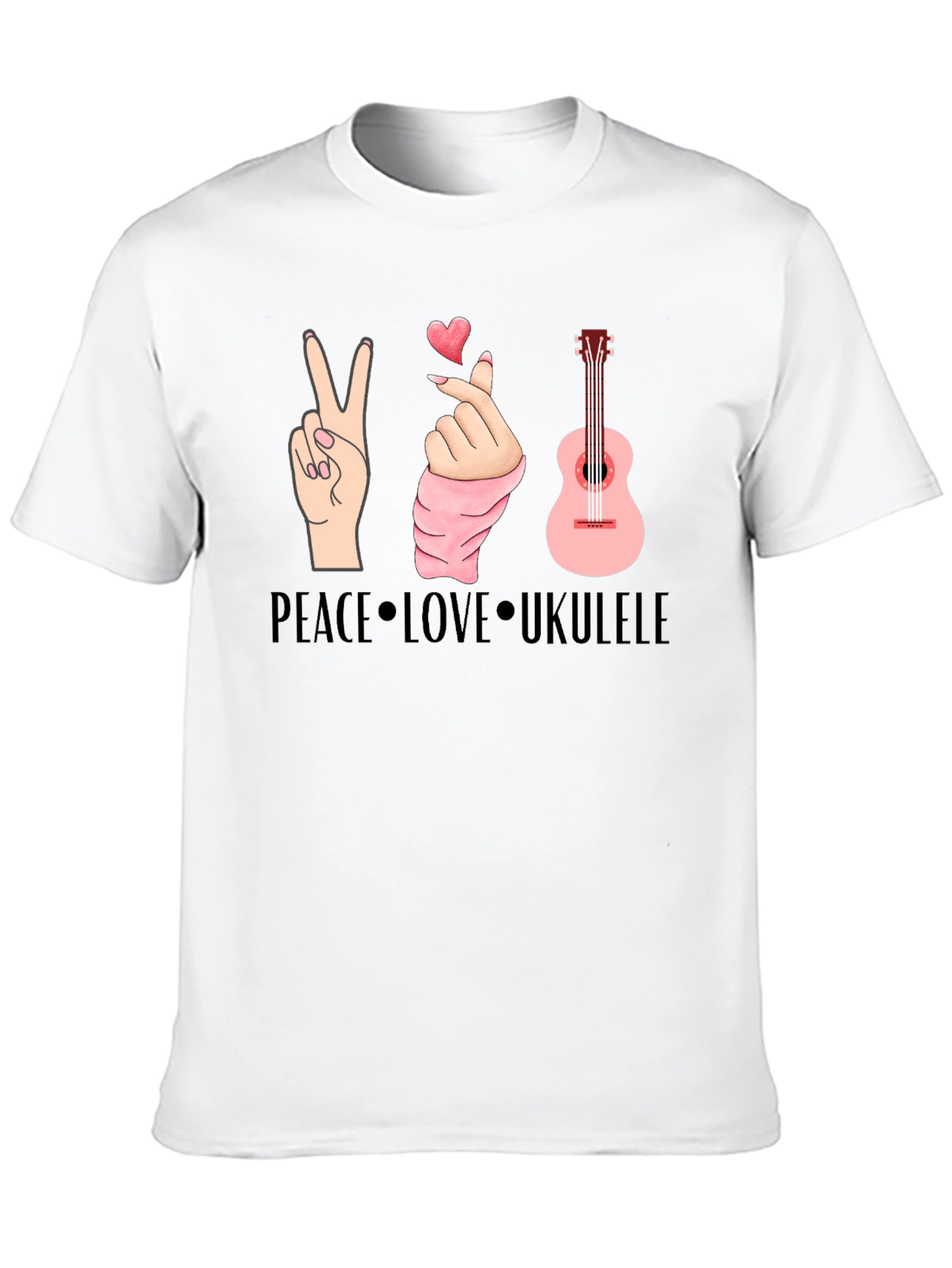 Peace Love Ukulele Graphic T-Shirt