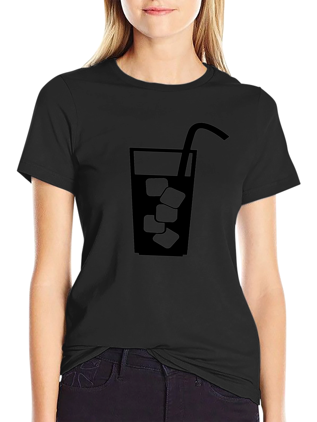 Mens Black Graphic Tee - Drink with Ice
