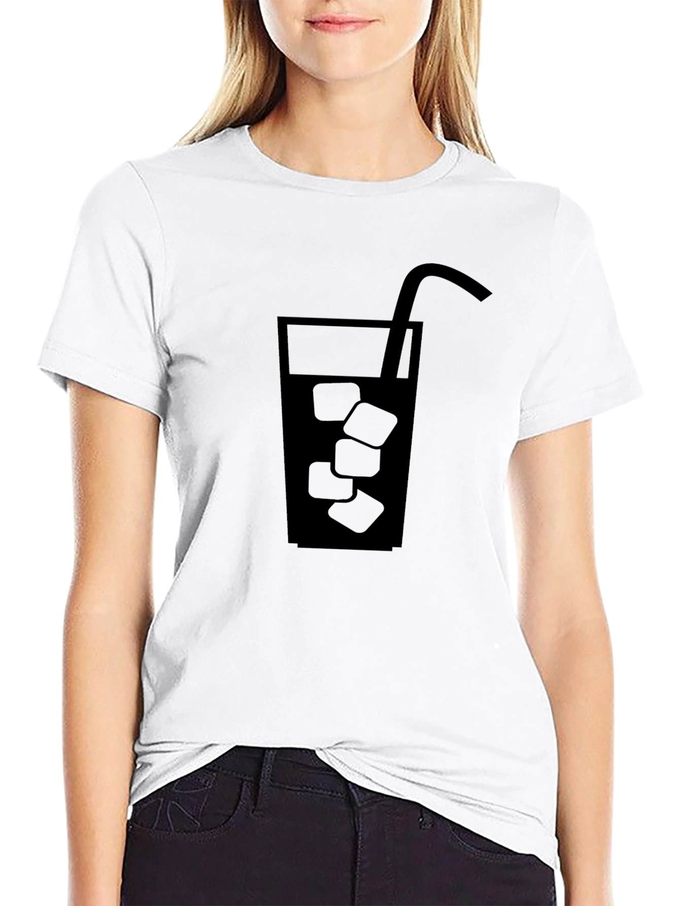 Mens Black Graphic Tee - Drink with Ice