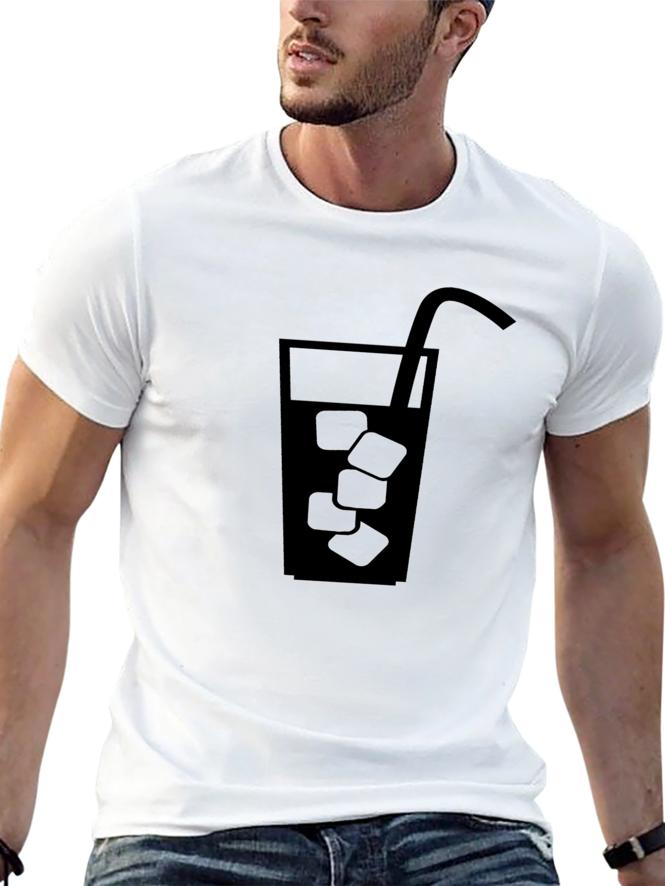 Mens Black Graphic Tee - Drink with Ice