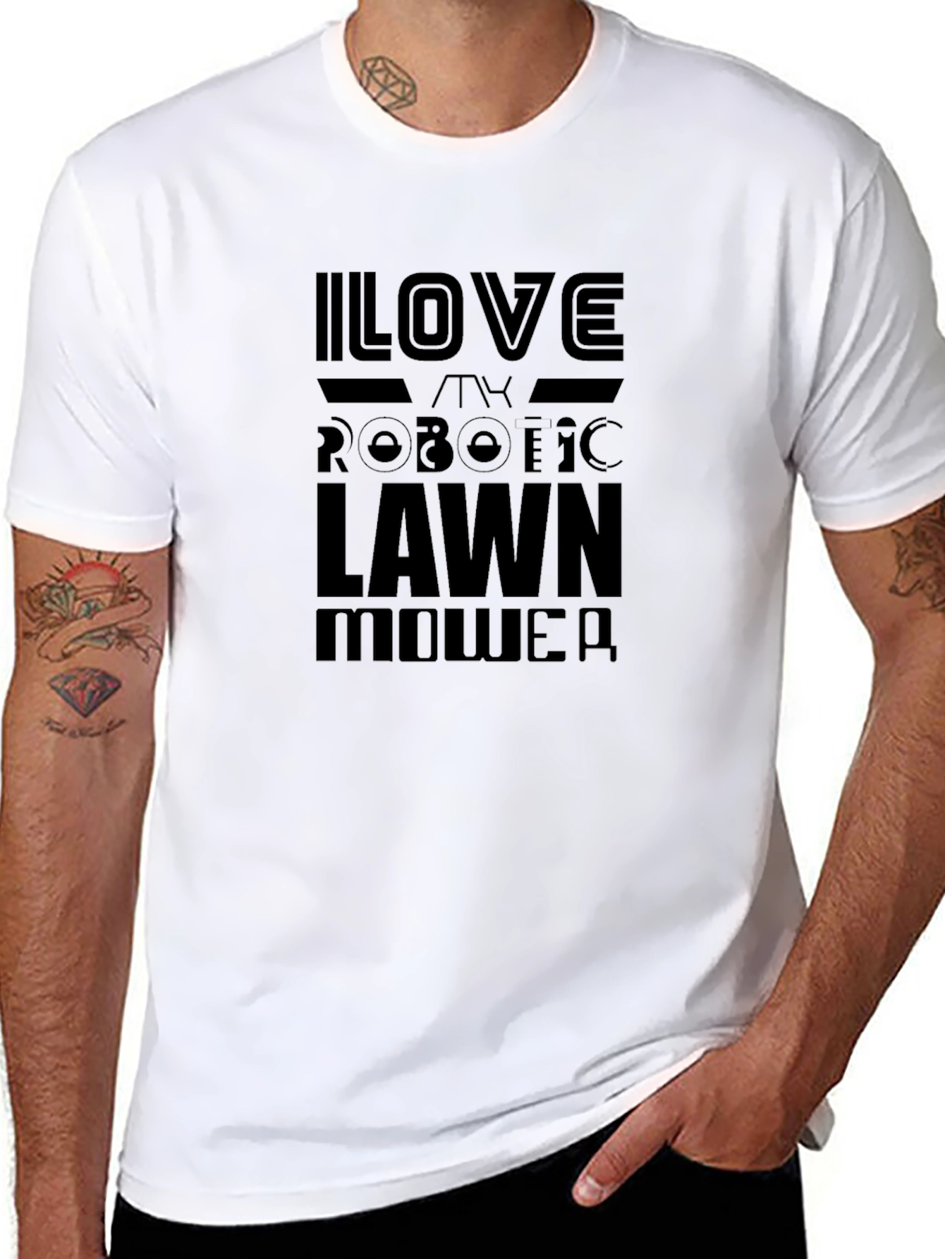I Love My Robotic Lawn Mower Black T-Shirt
