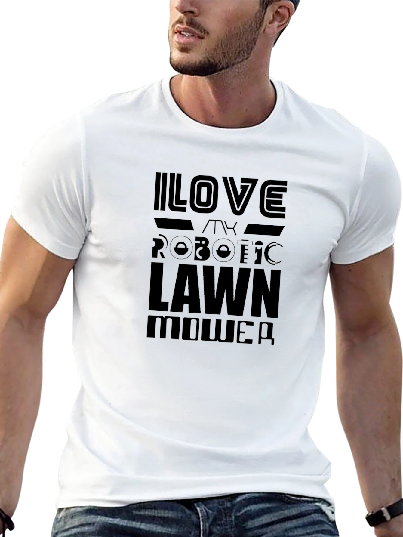 I Love My Robotic Lawn Mower Black T-Shirt