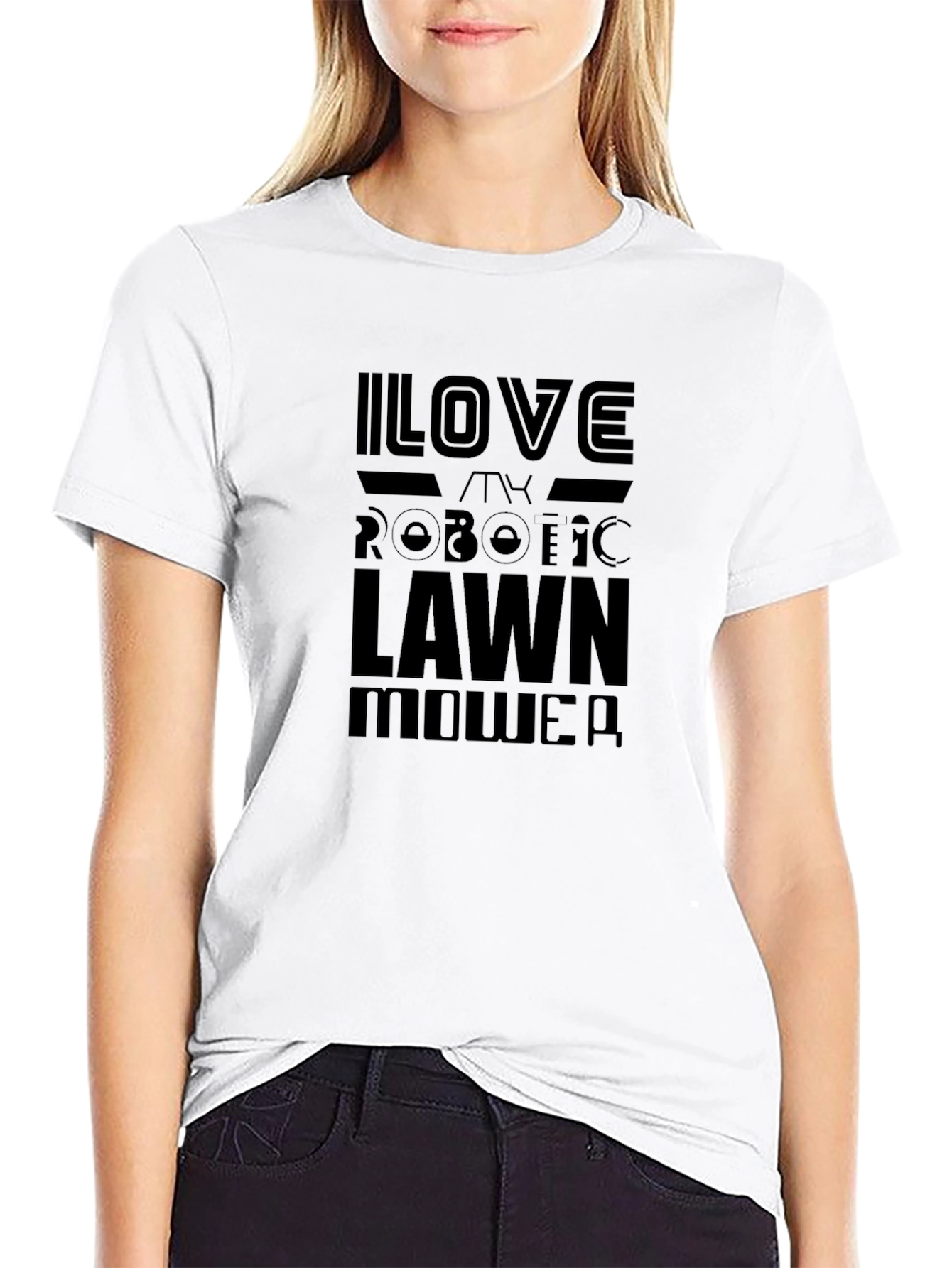 I Love My Robotic Lawn Mower Black T-Shirt