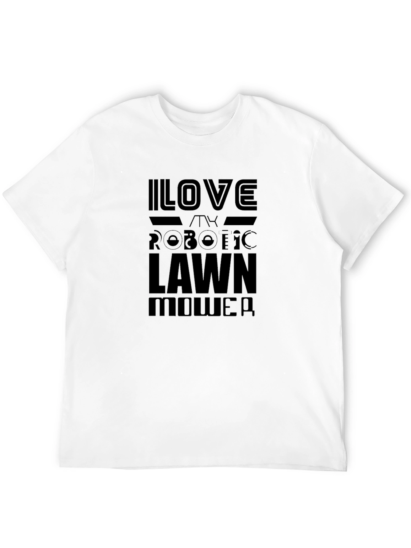 I Love My Robotic Lawn Mower Black T-Shirt