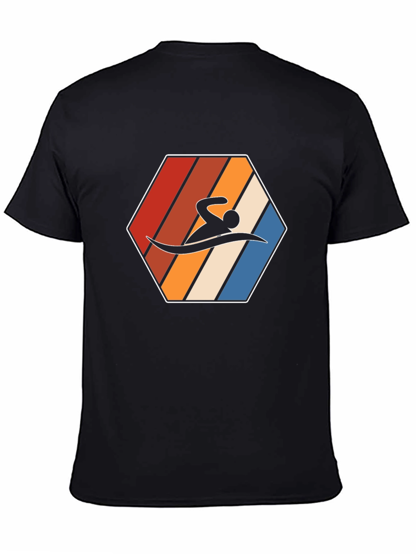 Swimmer Hexagon Graphic T-Shirt - Black