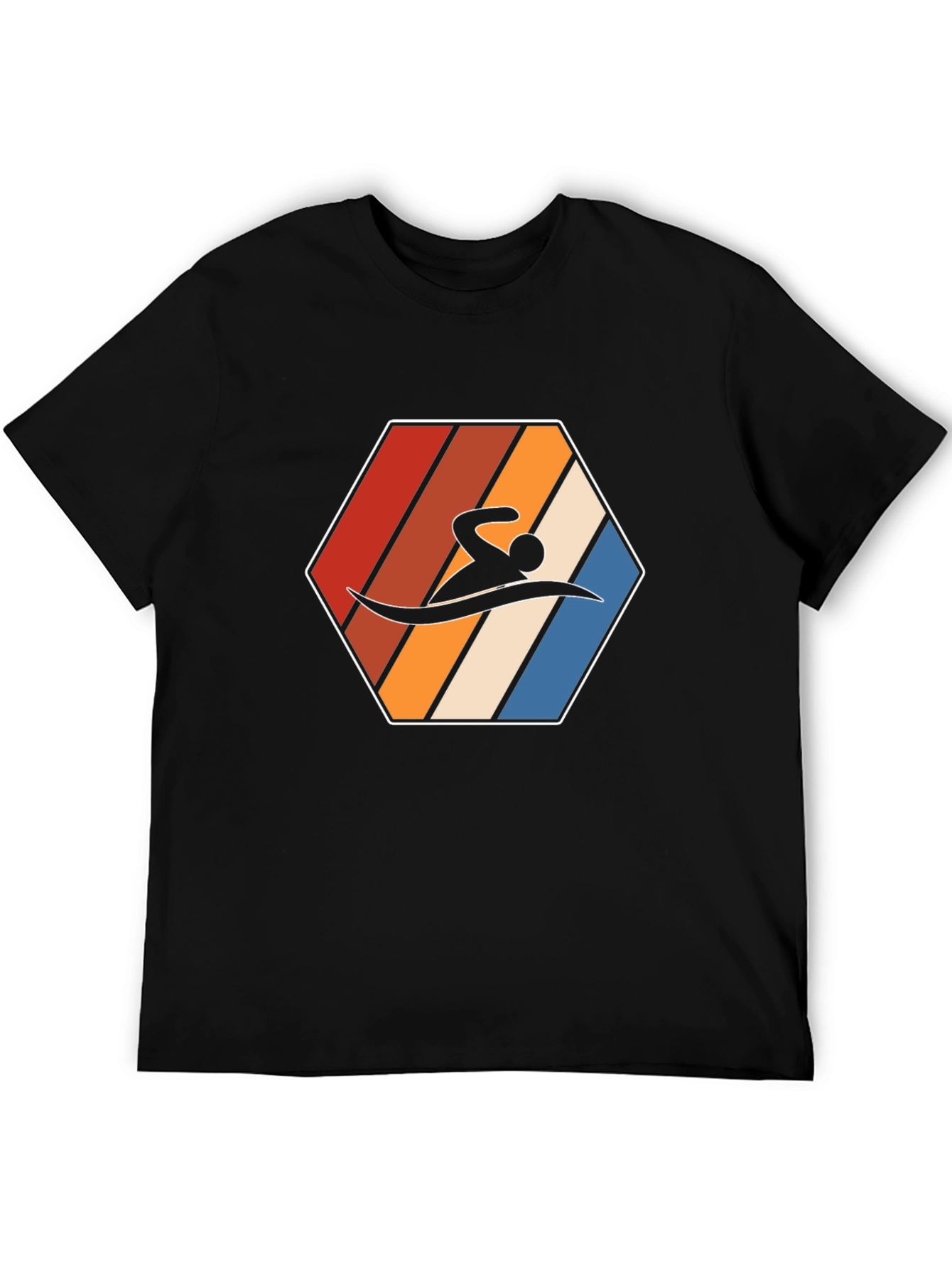 Swimmer Hexagon Graphic T-Shirt - Black
