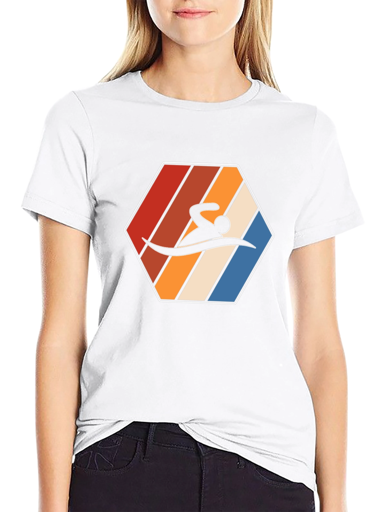 Swimmer Hexagon Graphic T-Shirt - Black