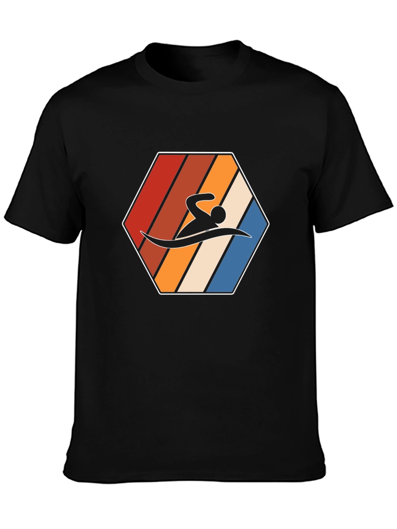 Swimmer Hexagon Graphic T-Shirt - Black