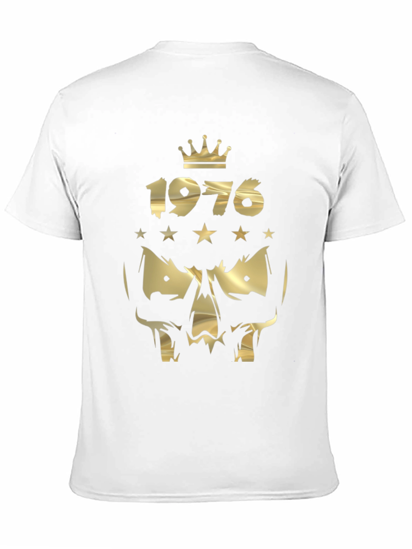 Gold 1976 Crown Skull Graphic Black T-Shirt