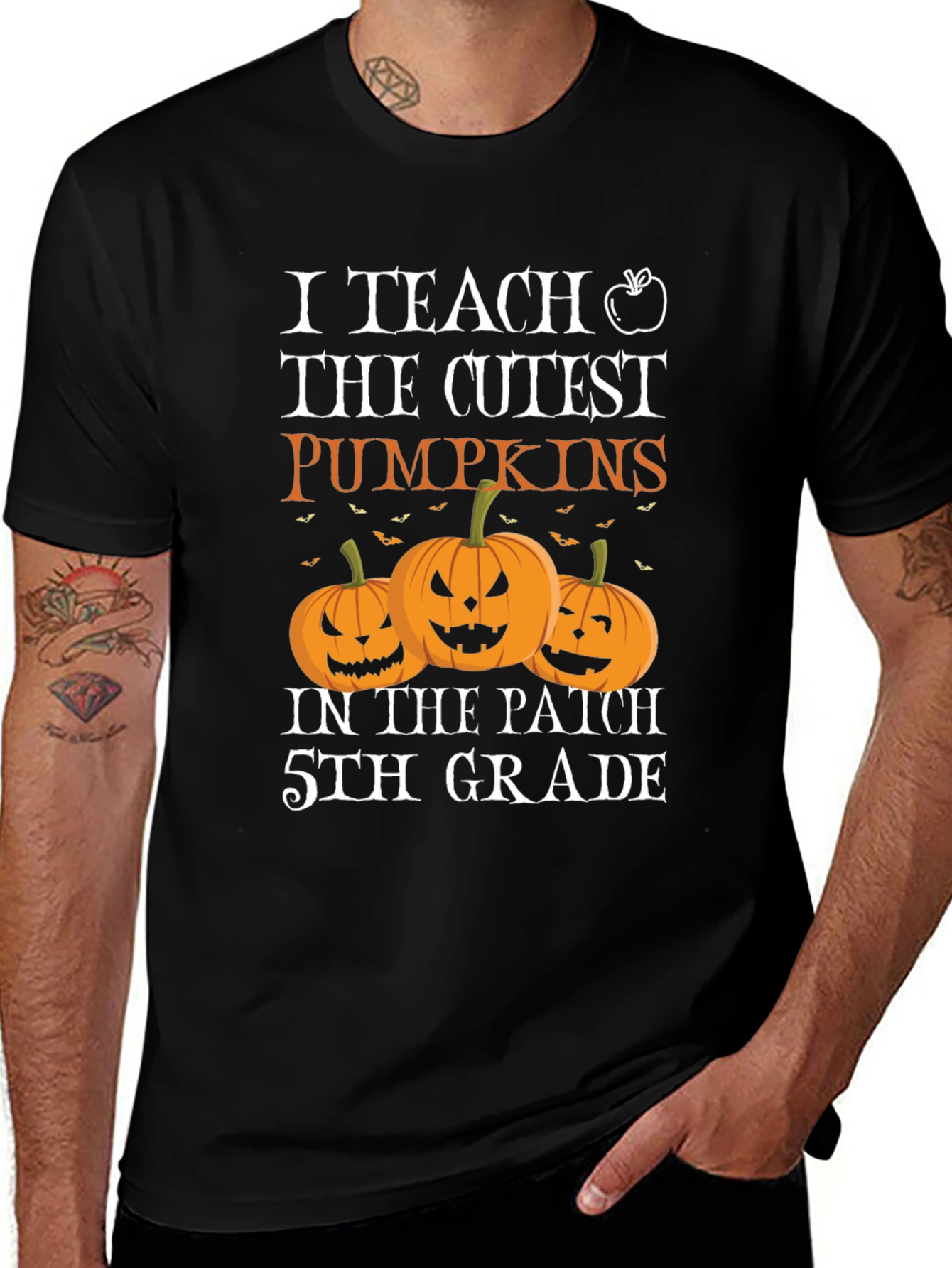 Cute Teacher Halloween T-Shirt with Pumpkins
