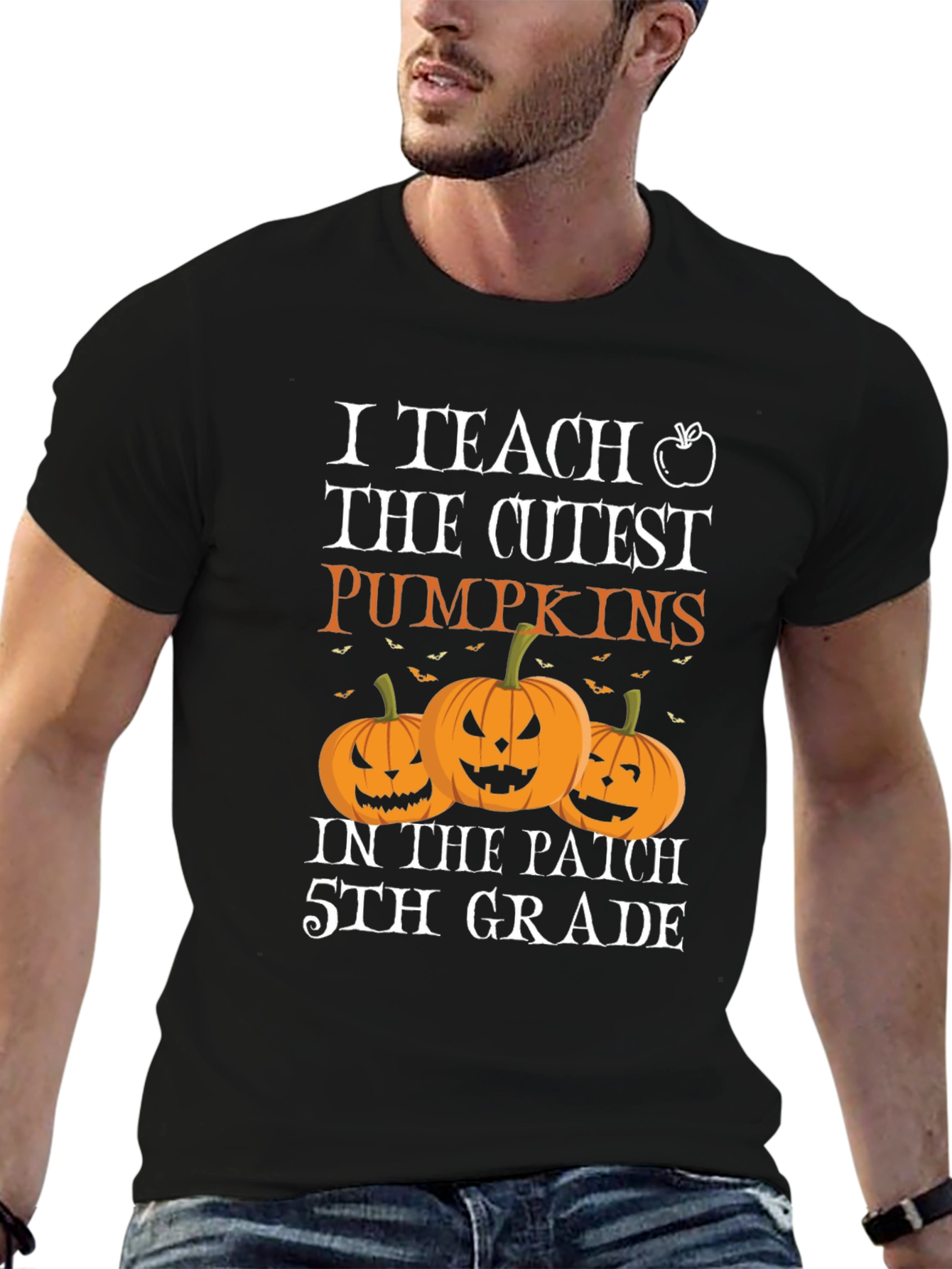 Cute Teacher Halloween T-Shirt with Pumpkins