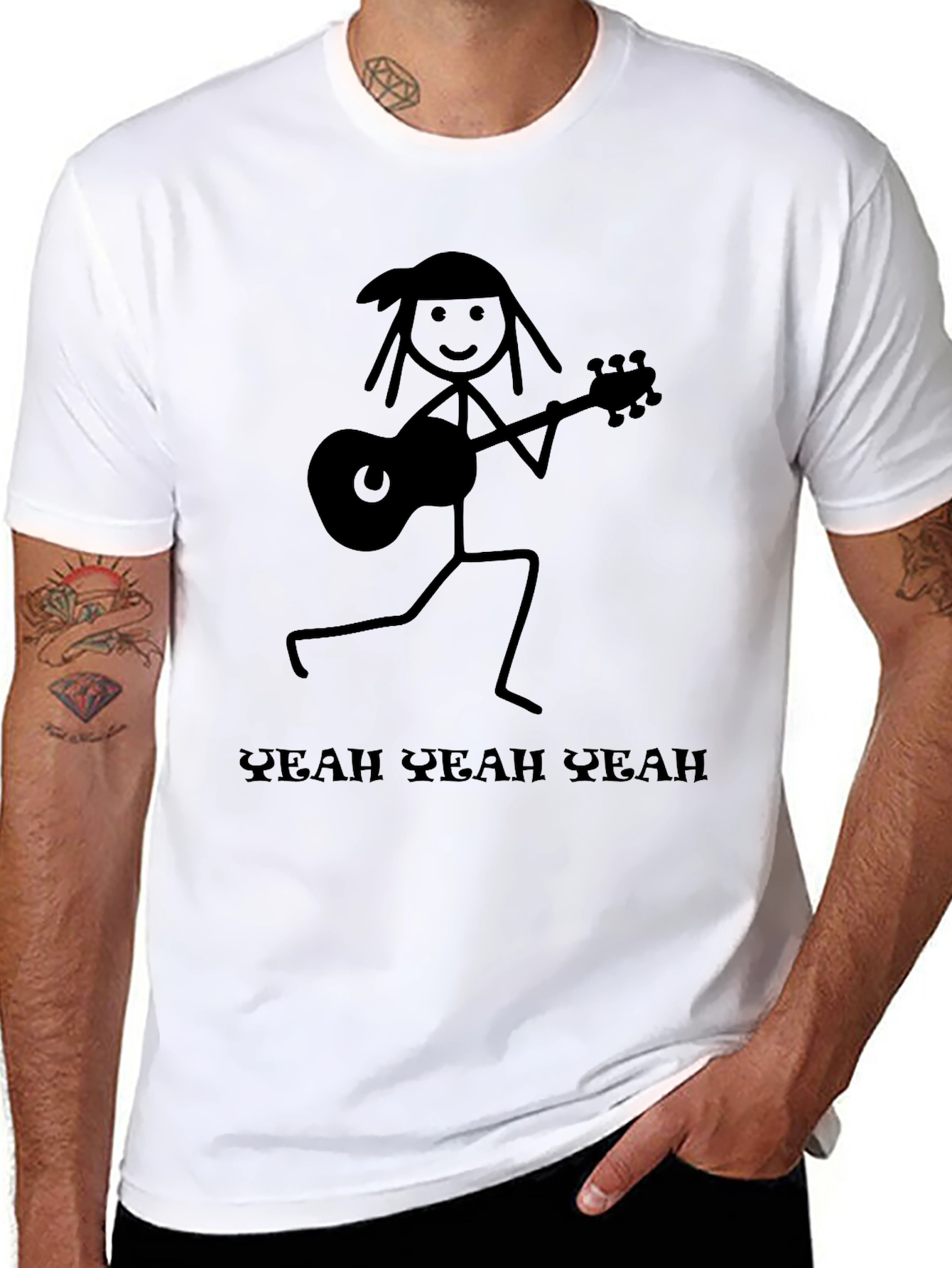 Yeah Yeah Yeahs Guitar Stick Figure Black T-Shirt