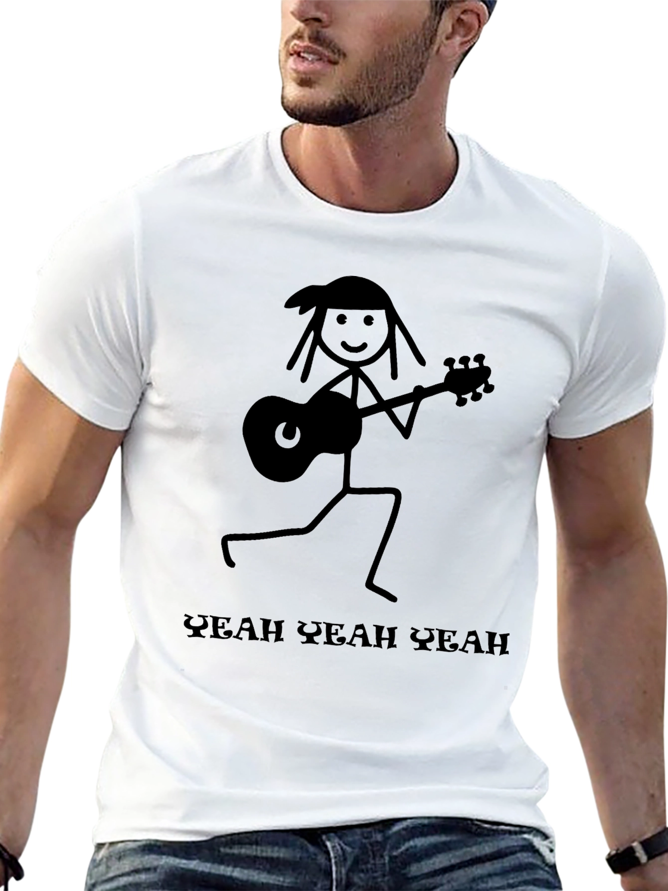 Yeah Yeah Yeahs Guitar Stick Figure Black T-Shirt