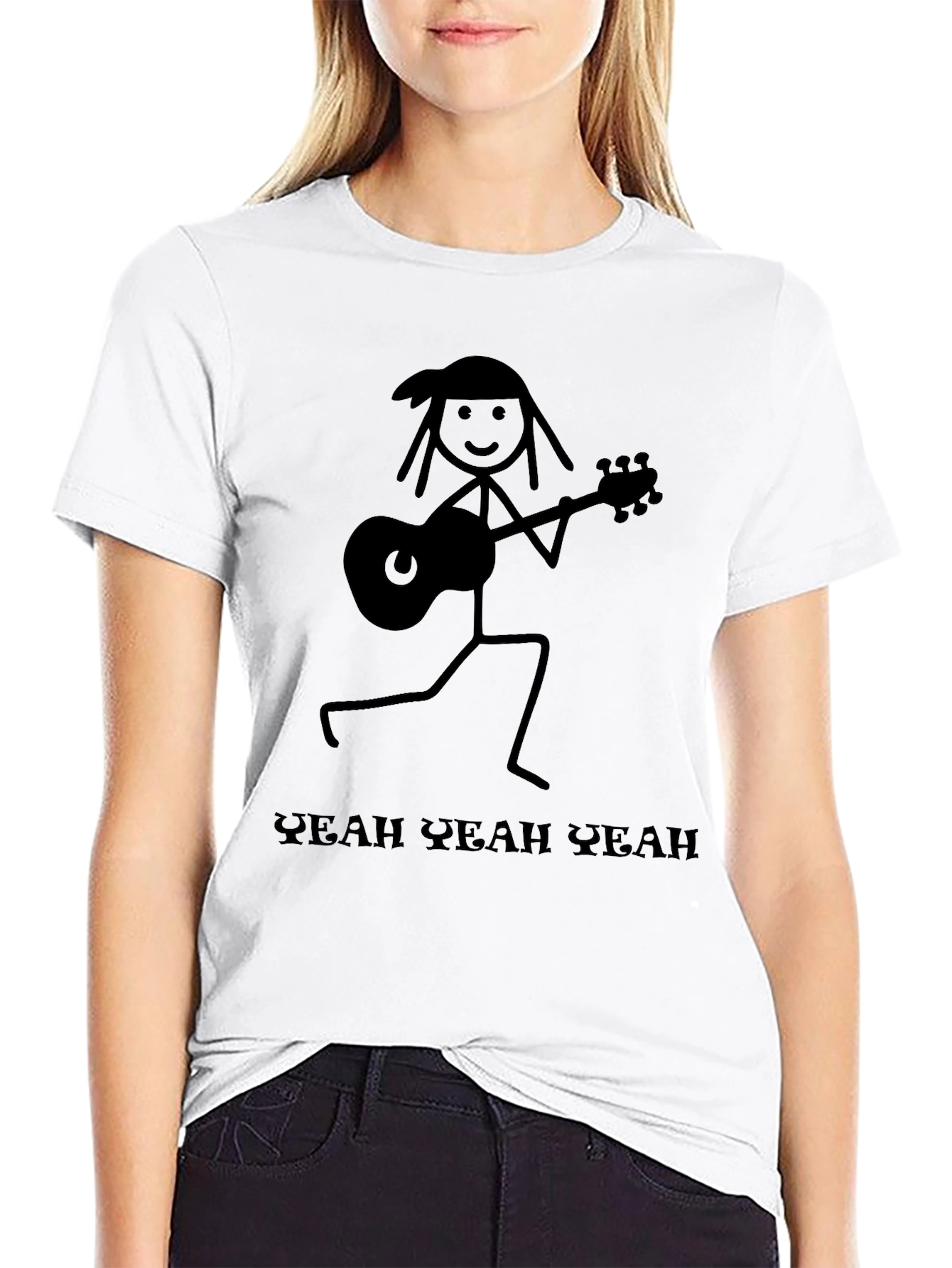 Yeah Yeah Yeahs Guitar Stick Figure Black T-Shirt