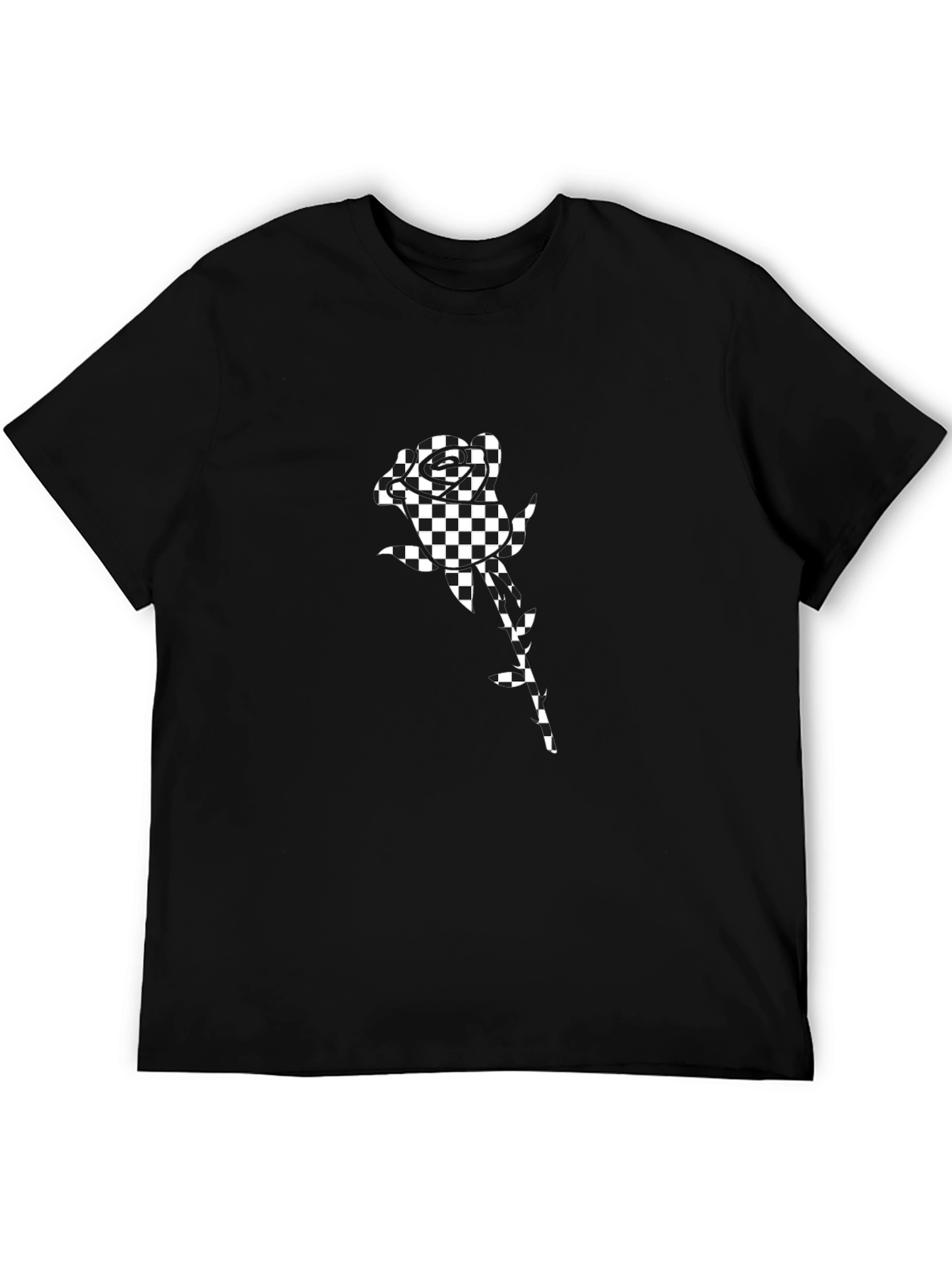 Checkered Rose Graphic Tee - Modern Streetwear