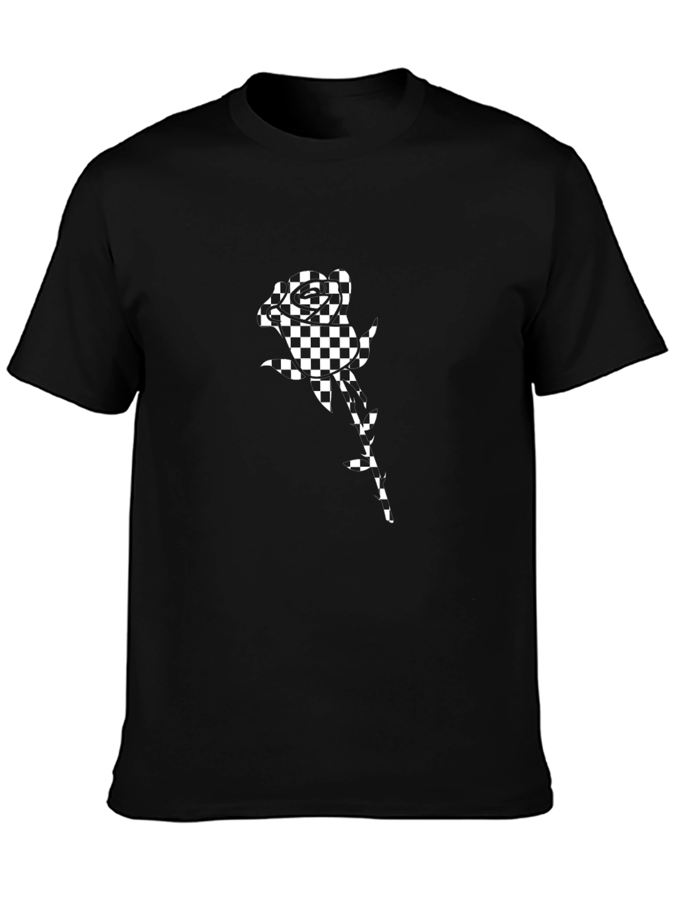 Checkered Rose Graphic Tee - Modern Streetwear