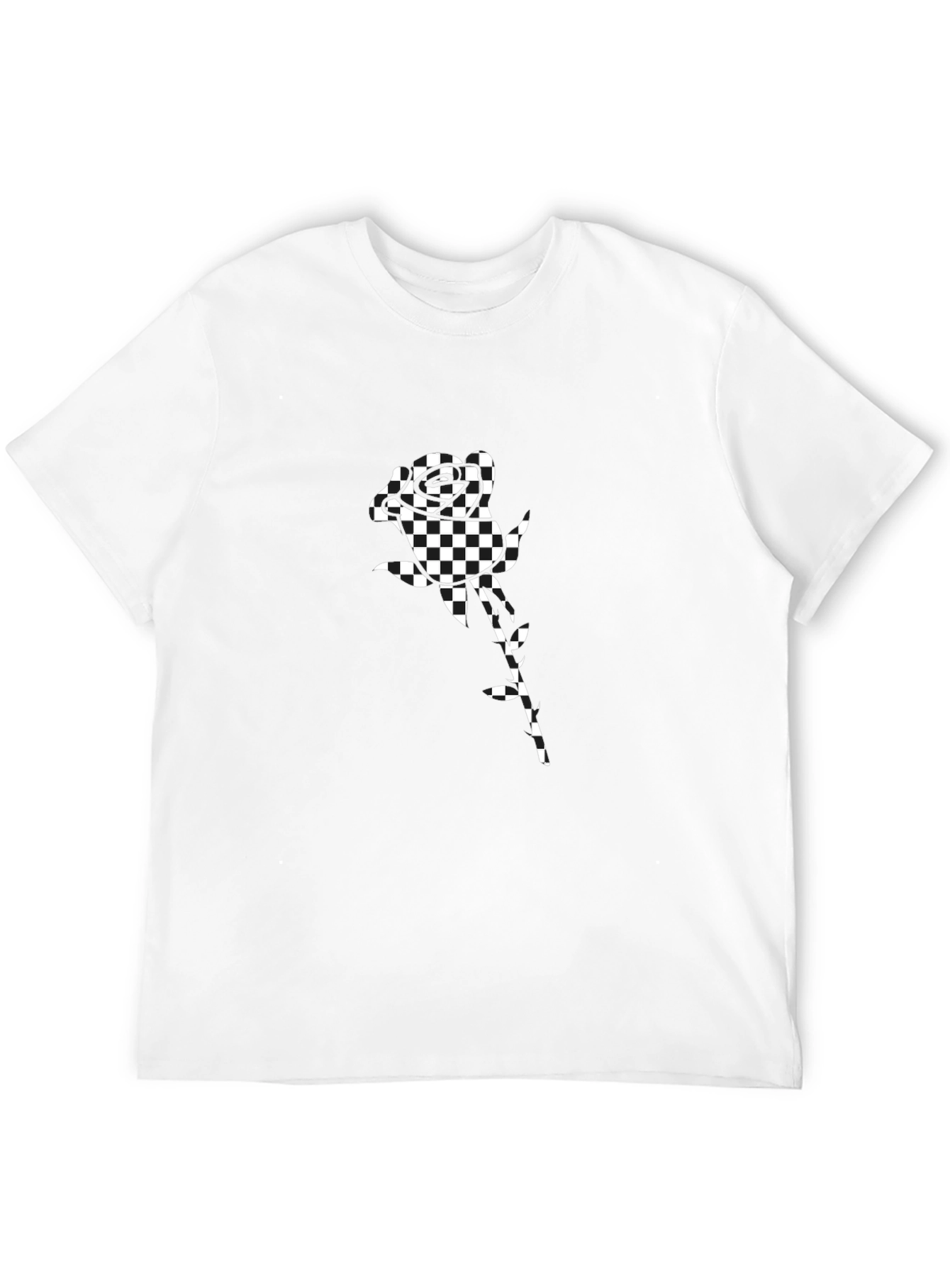 Checkered Rose Graphic Tee - Modern Streetwear