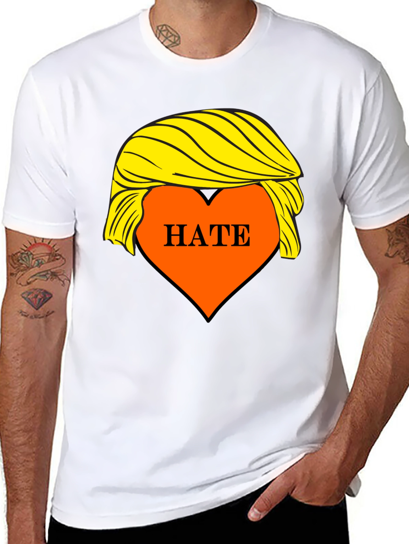HATE Trump Hair Parody Graphic T-Shirt