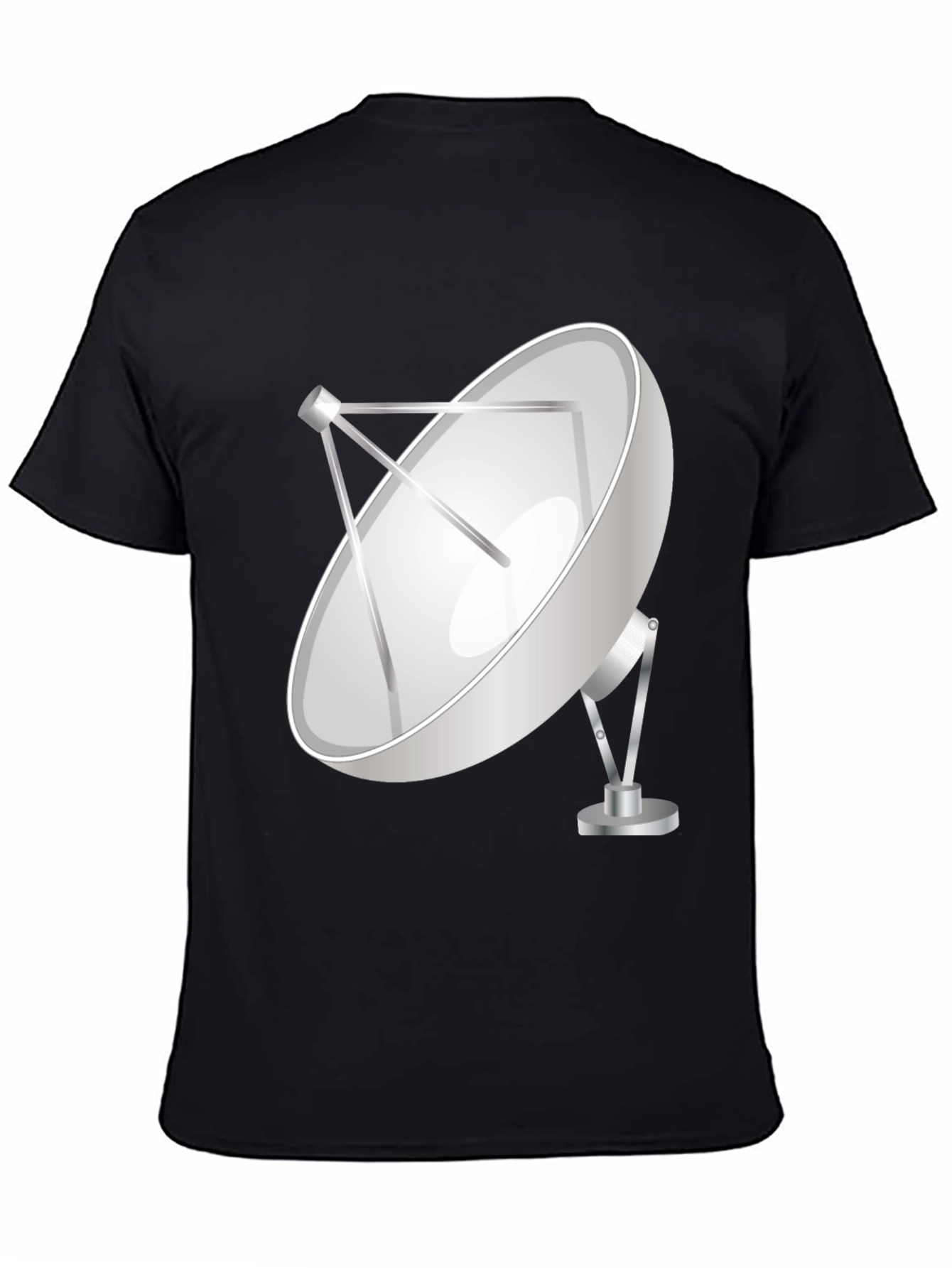 Satellite Dish Graphic Tee - Black Cotton T-Shirt