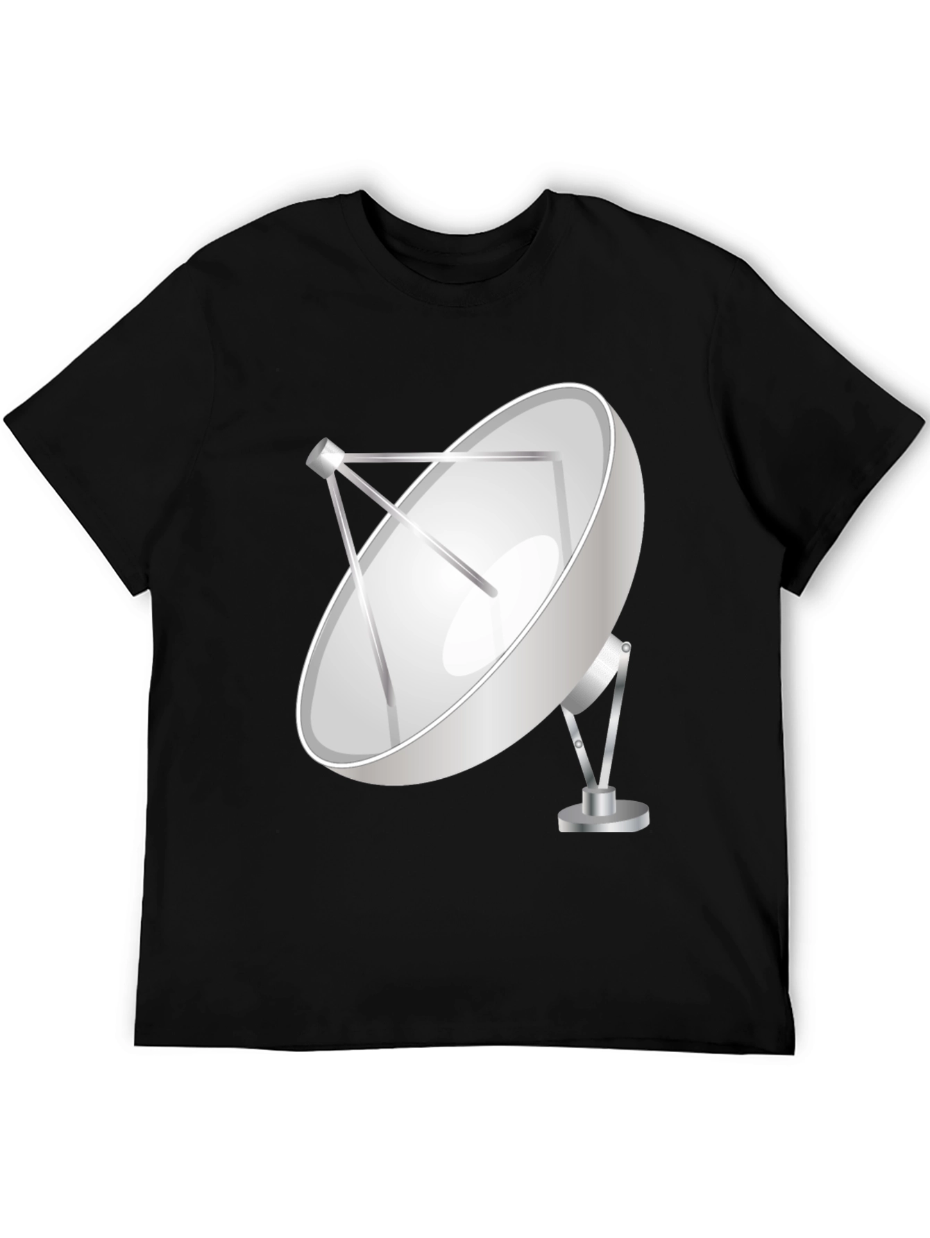Satellite Dish Graphic Tee - Black Cotton T-Shirt
