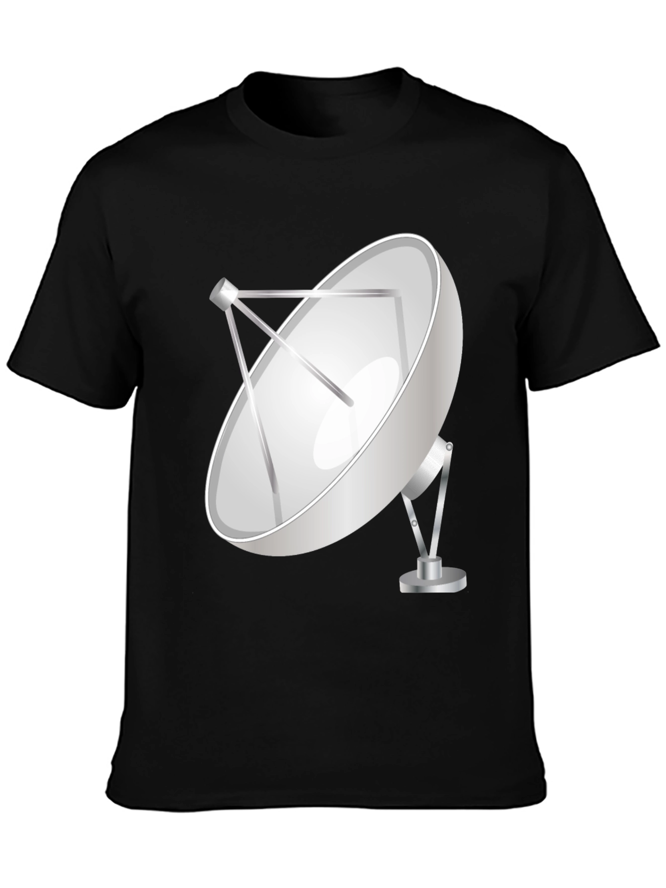 Satellite Dish Graphic Tee - Black Cotton T-Shirt