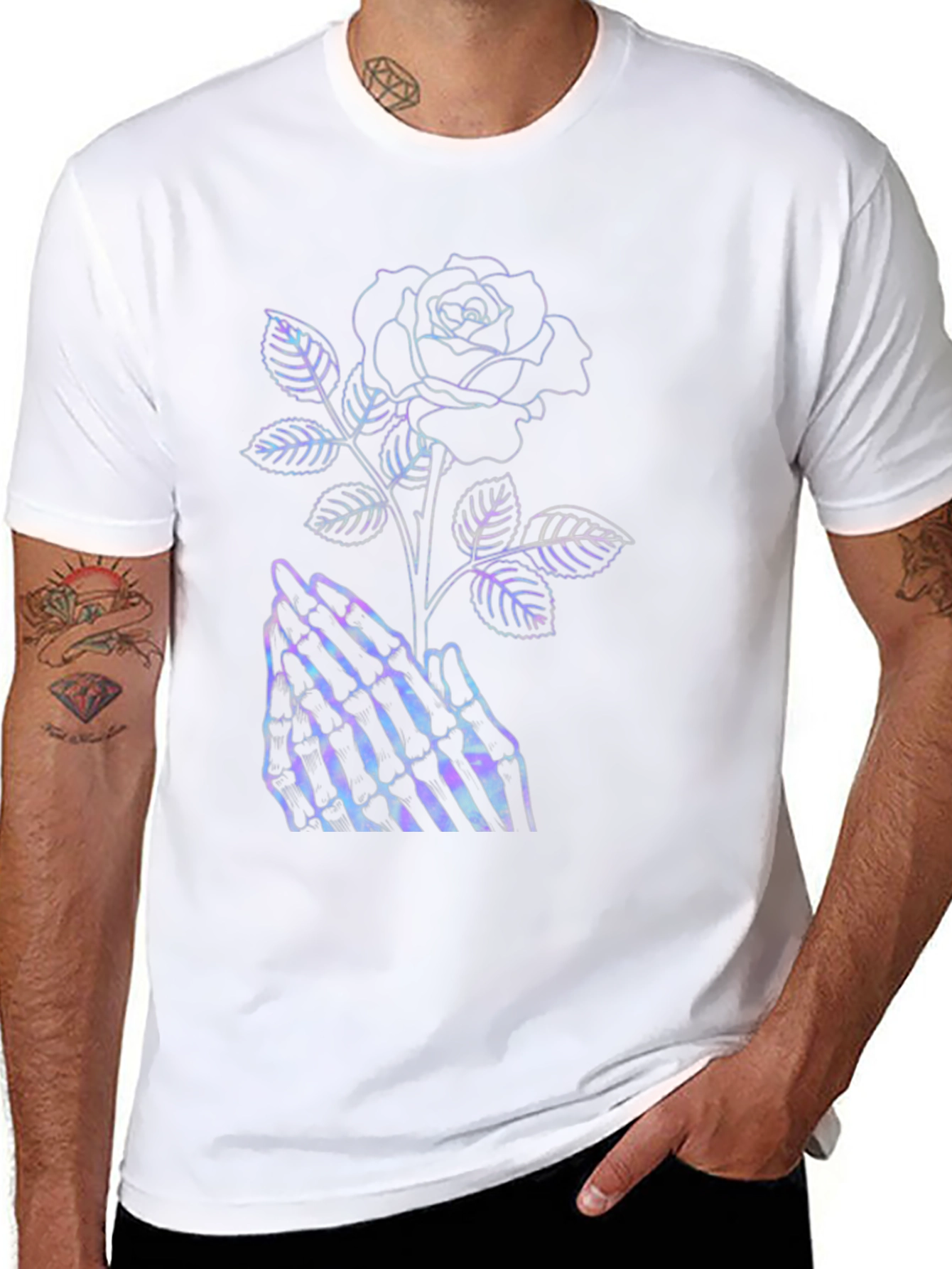 Gothic Rose Skeleton Hands Graphic Tee