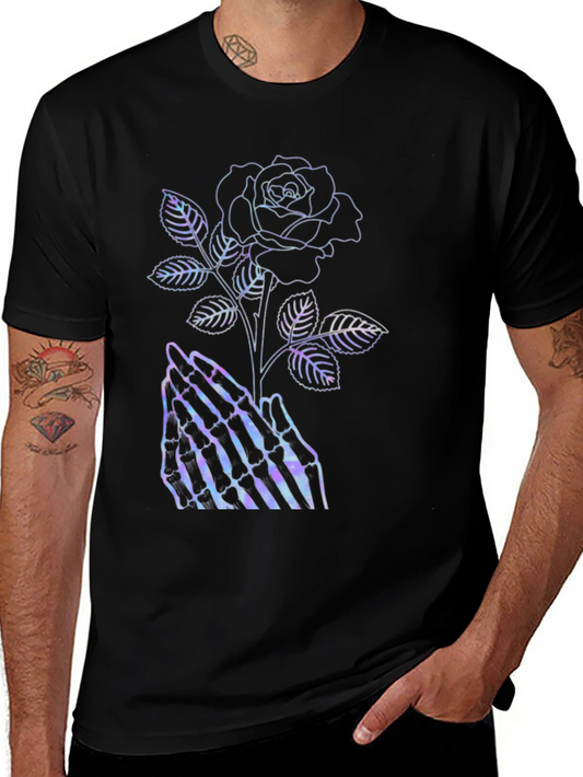 Gothic Rose Skeleton Hands Graphic Tee
